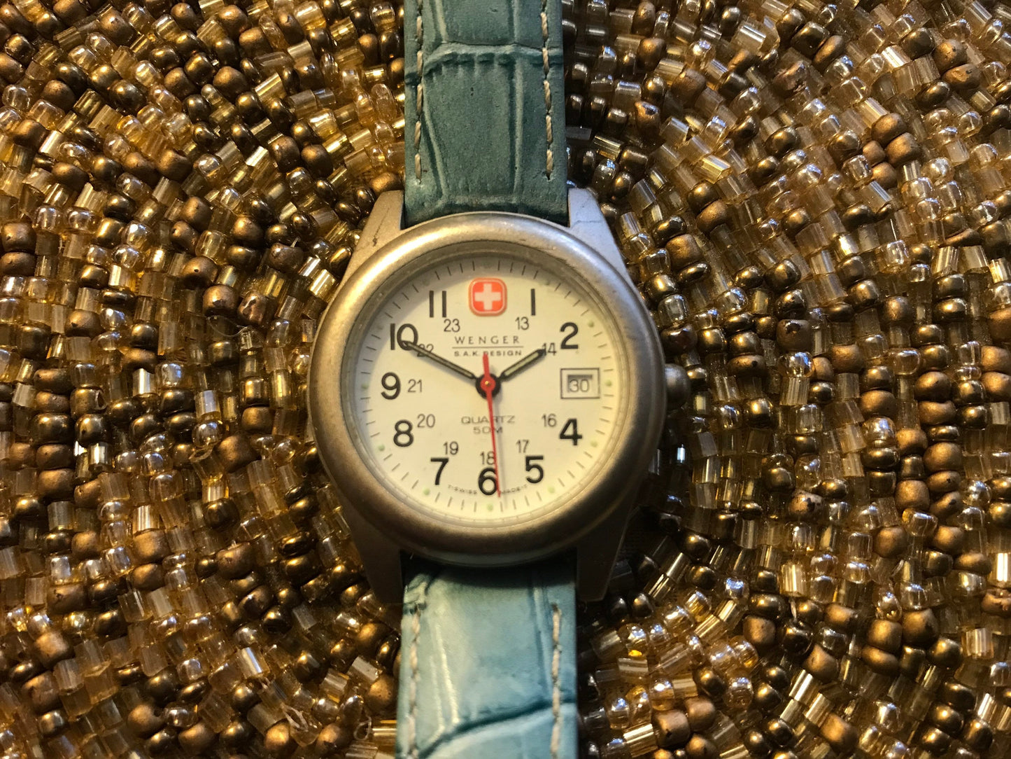 Vintage Wenger Blue Leather Wrist Watch | Accessories