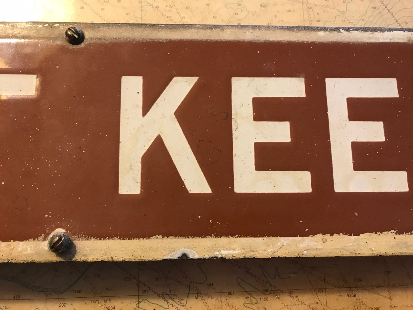 Vintage “Exit Keep Out” Porcelain Street Sign | Home Decor