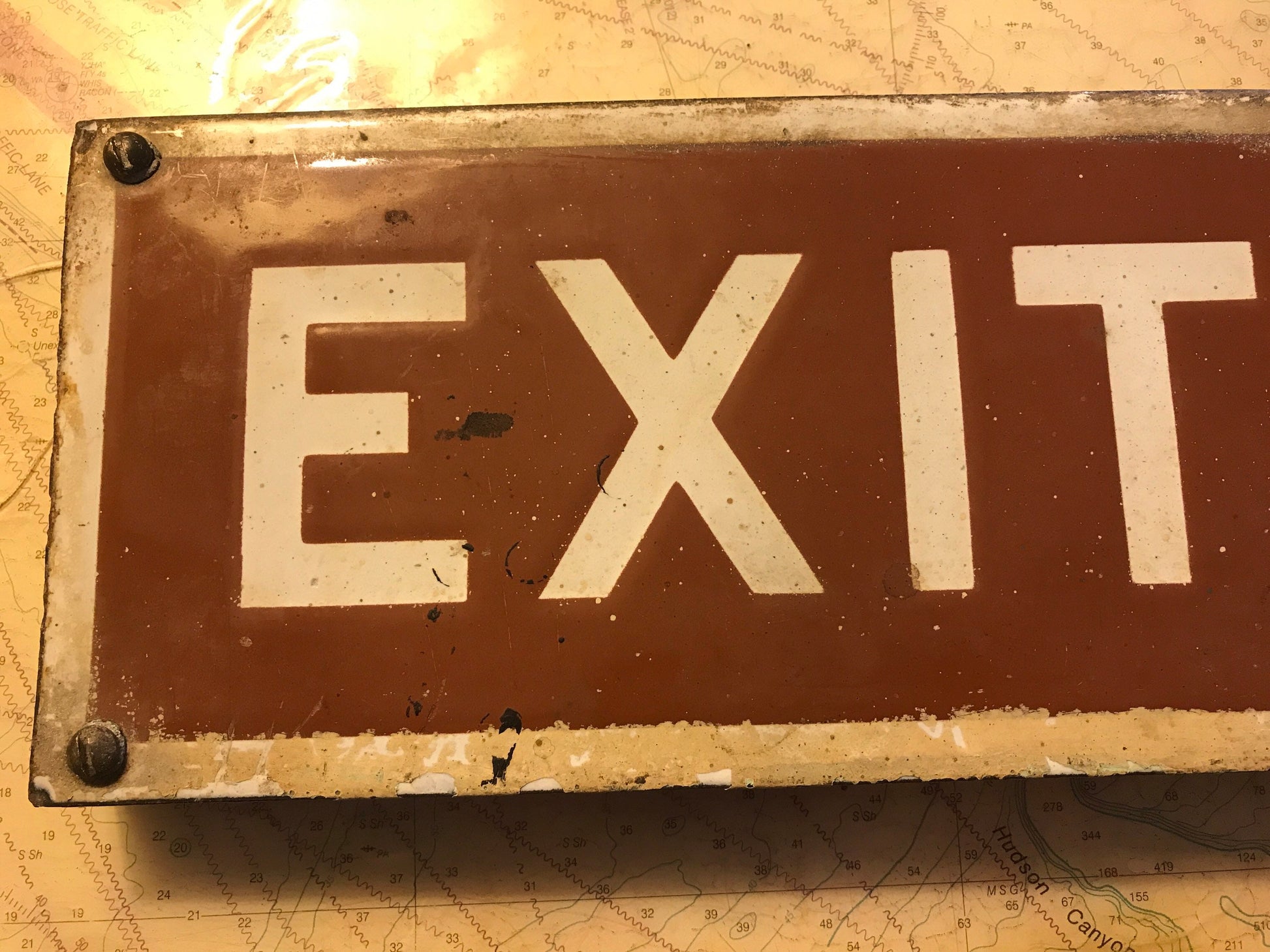 Vintage “Exit Keep Out” Porcelain Street Sign | Home Decor