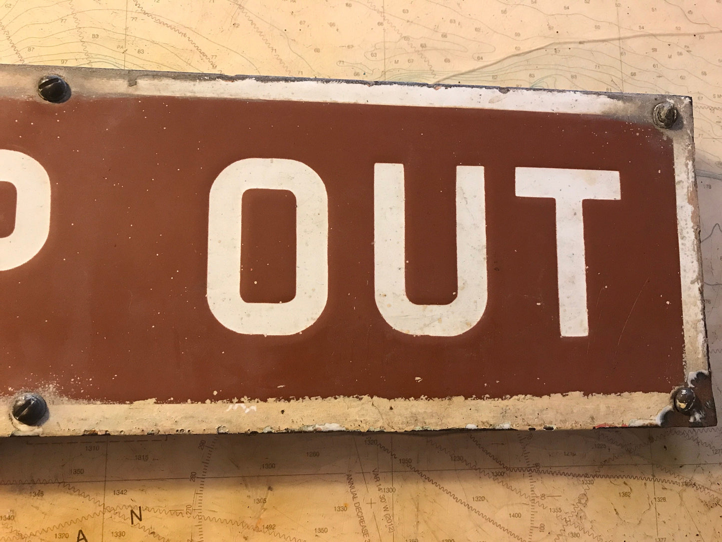 Vintage “Exit Keep Out” Porcelain Street Sign | Home Decor