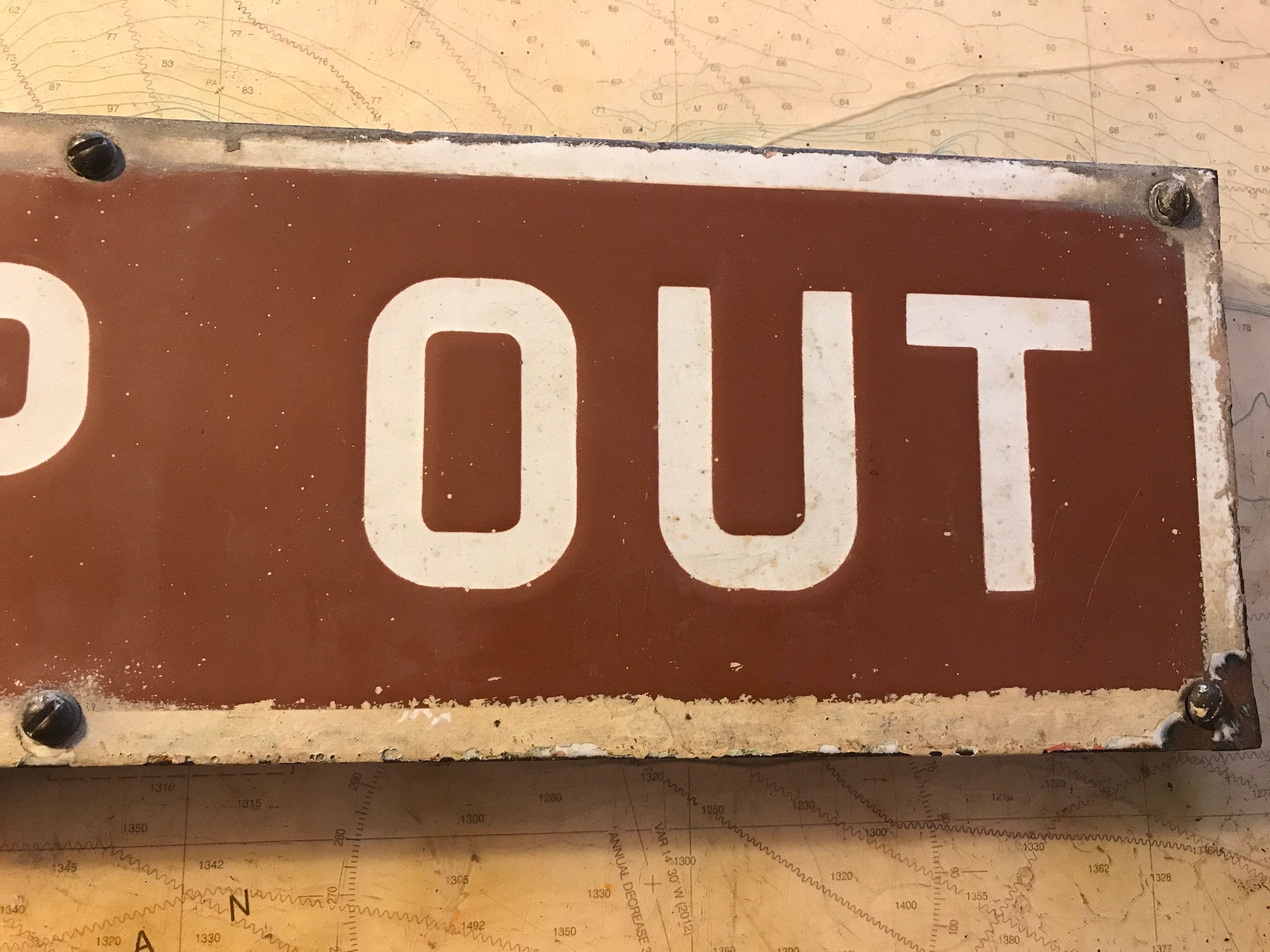 Vintage “Exit Keep Out” Porcelain Street Sign | Home Decor