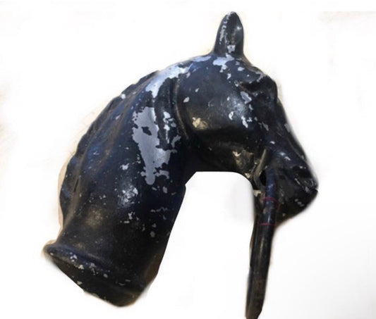 Vintage Black Horse Tie up post top | Home Decor