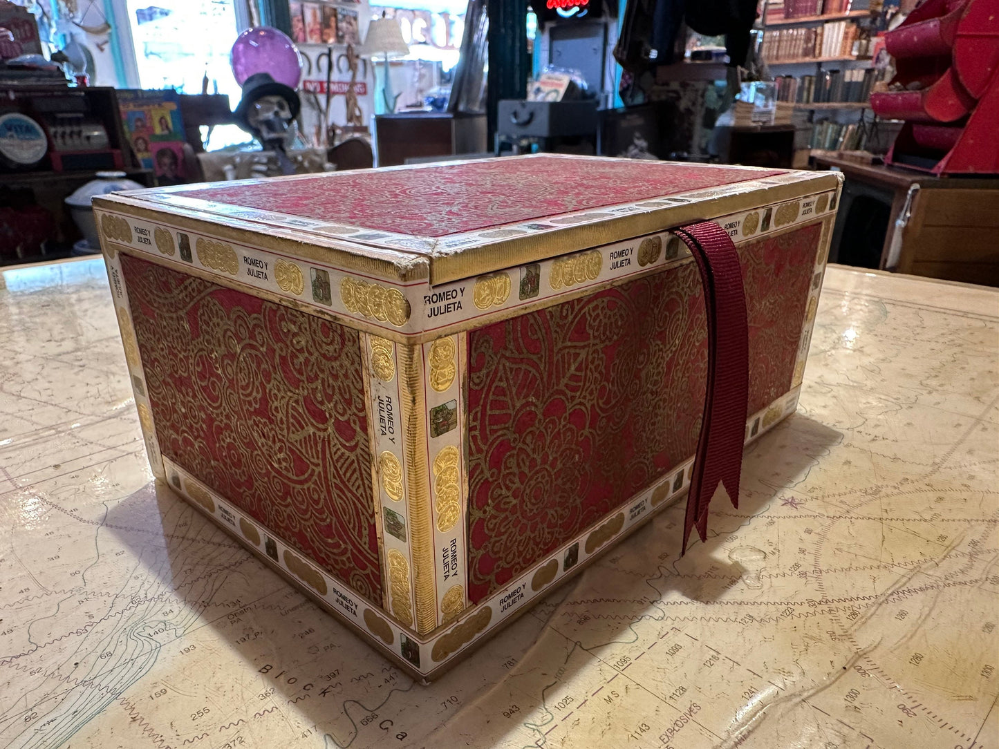 Vintage Red and Gold Trinket Box | Home Decor