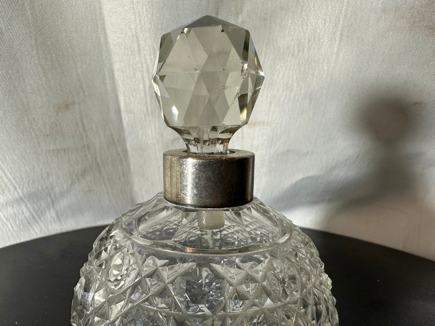 Vintage Clear Cut Crystal Perfume Bottle | Vanity Storage