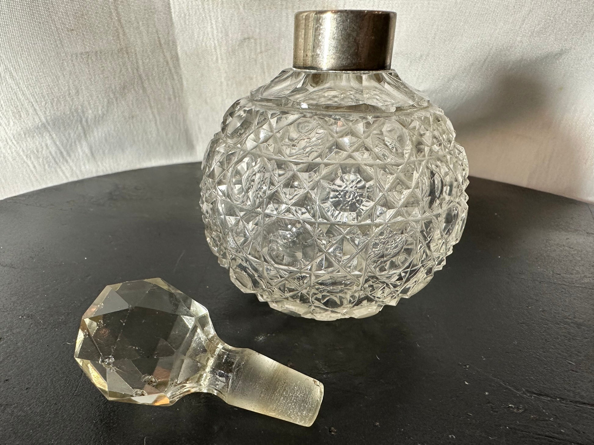 Vintage Clear Cut Crystal Perfume Bottle | Vanity Storage