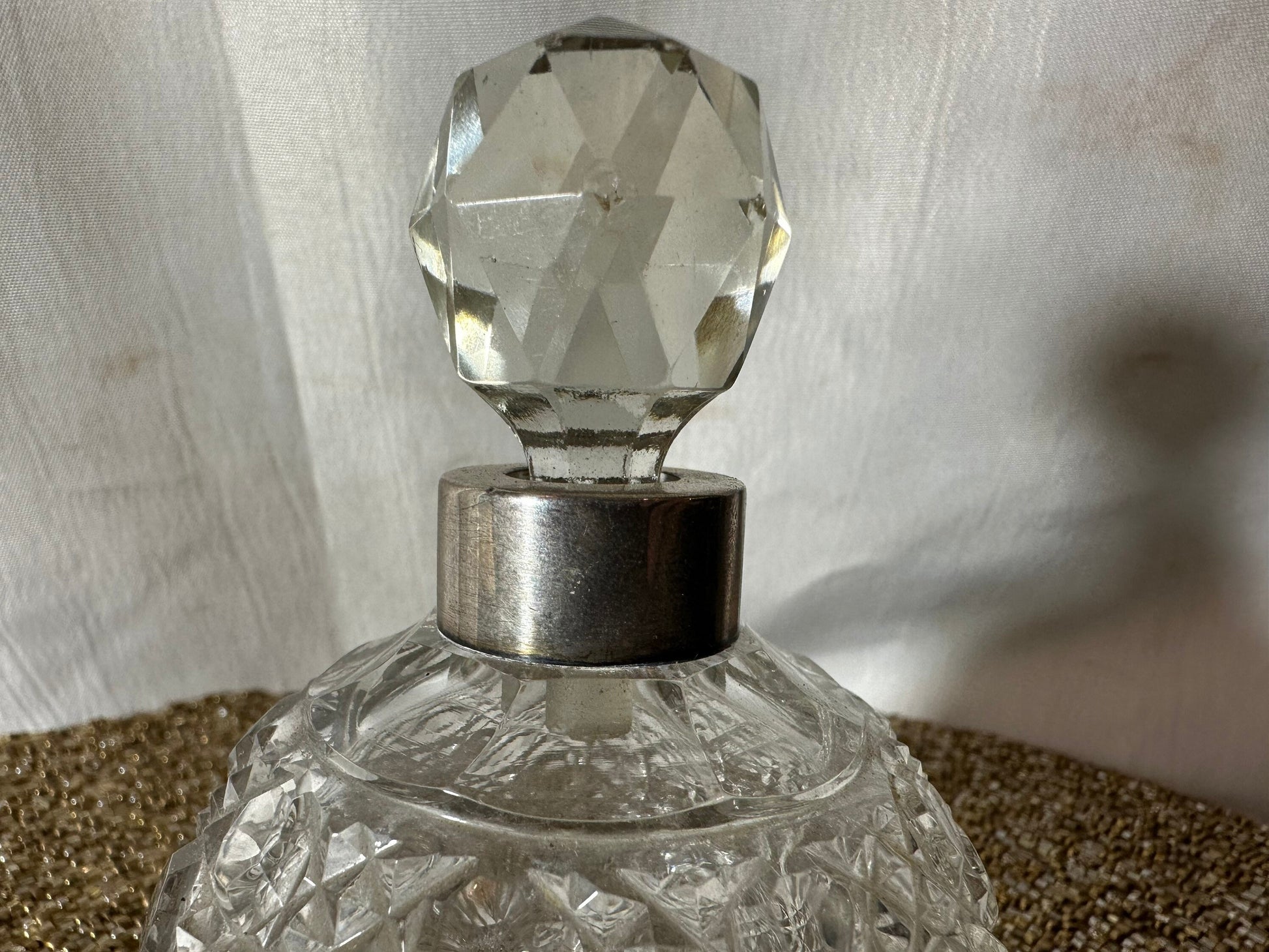 Vintage Clear Cut Crystal Perfume Bottle | Vanity Storage