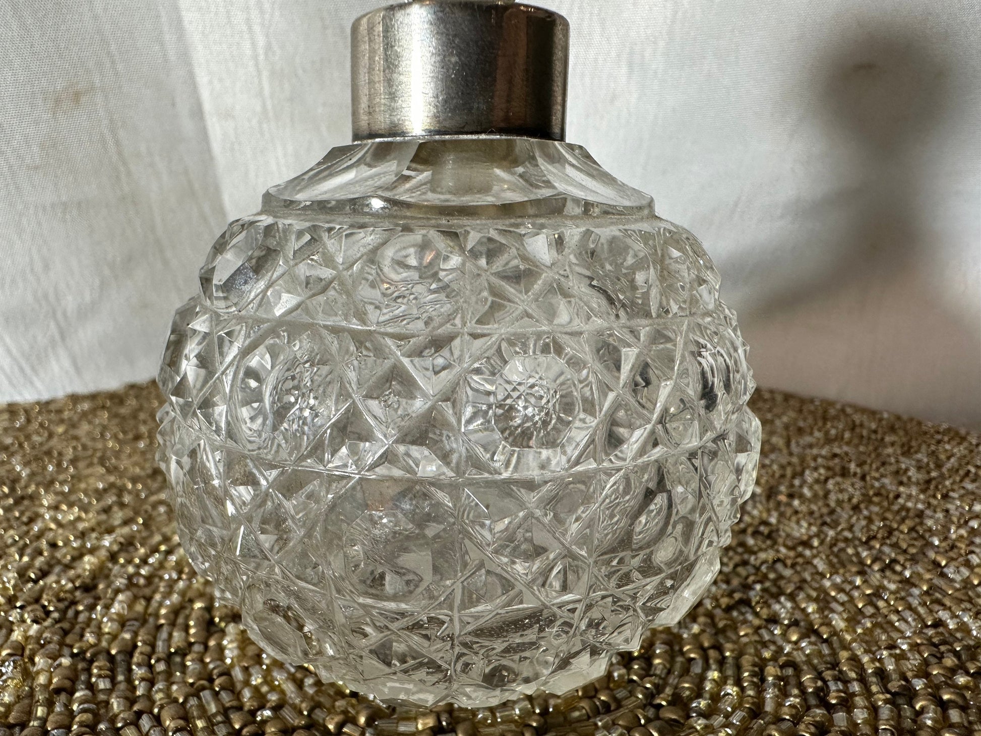 Vintage Clear Cut Crystal Perfume Bottle | Vanity Storage