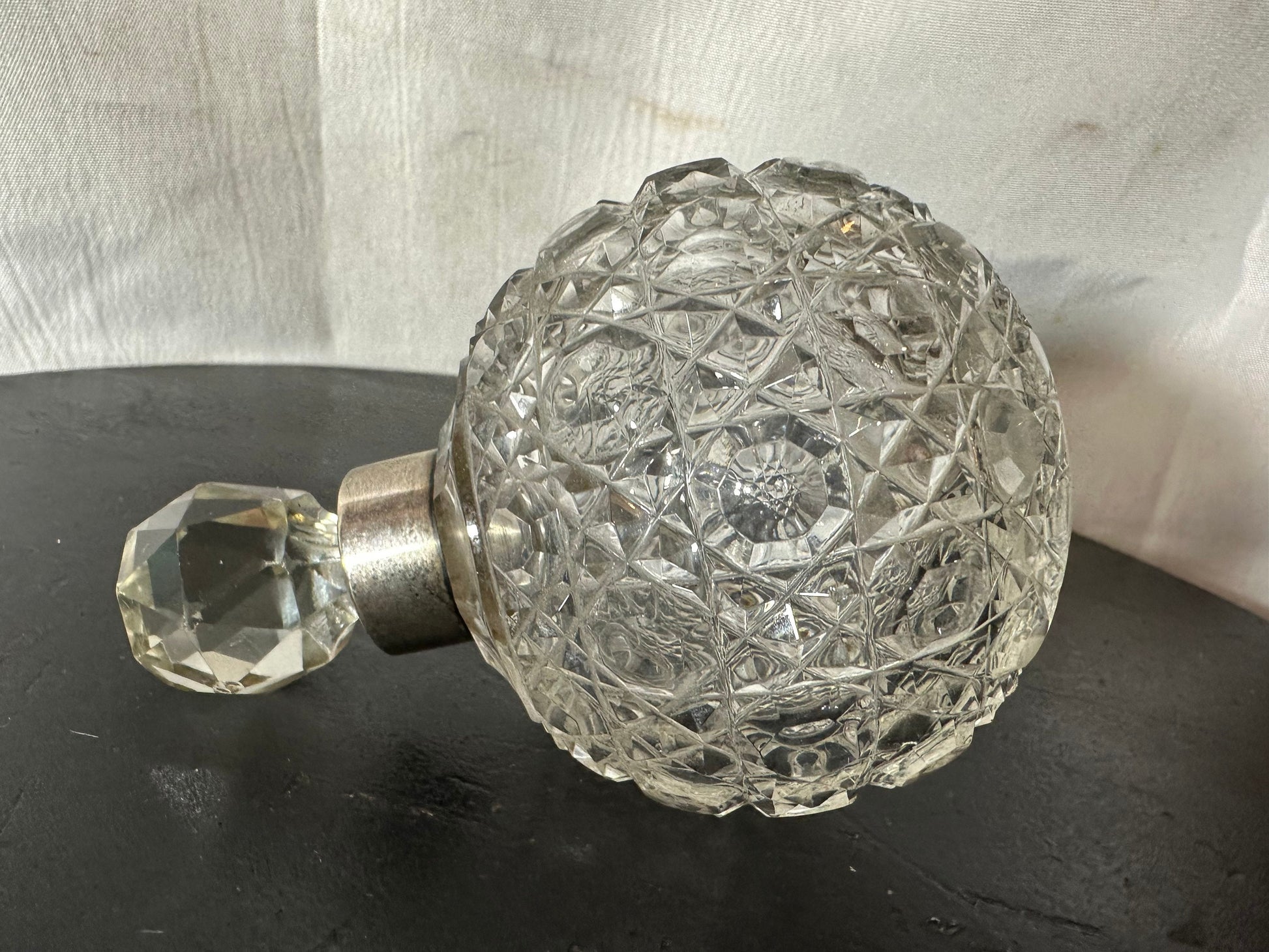 Vintage Clear Cut Crystal Perfume Bottle | Vanity Storage