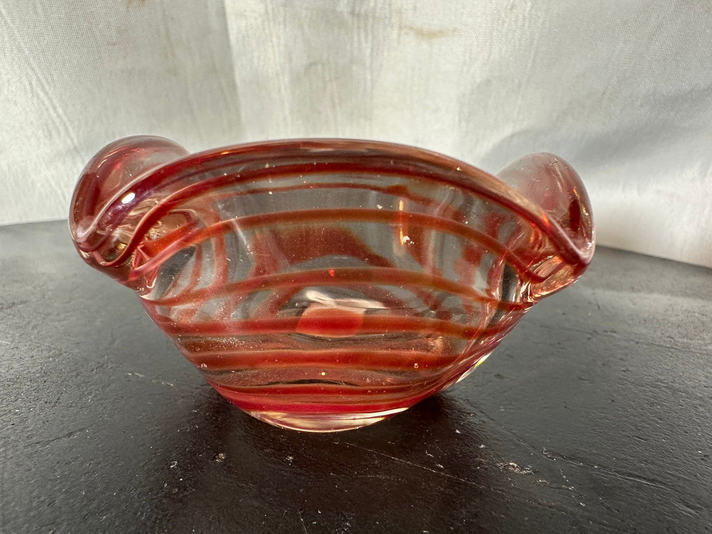 Vintage Red Spiral Mini Glass Bowl | Home Decor