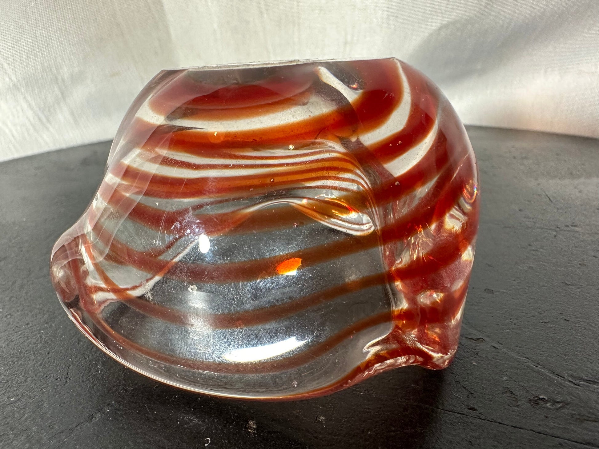 Vintage Red Spiral Mini Glass Bowl | Home Decor