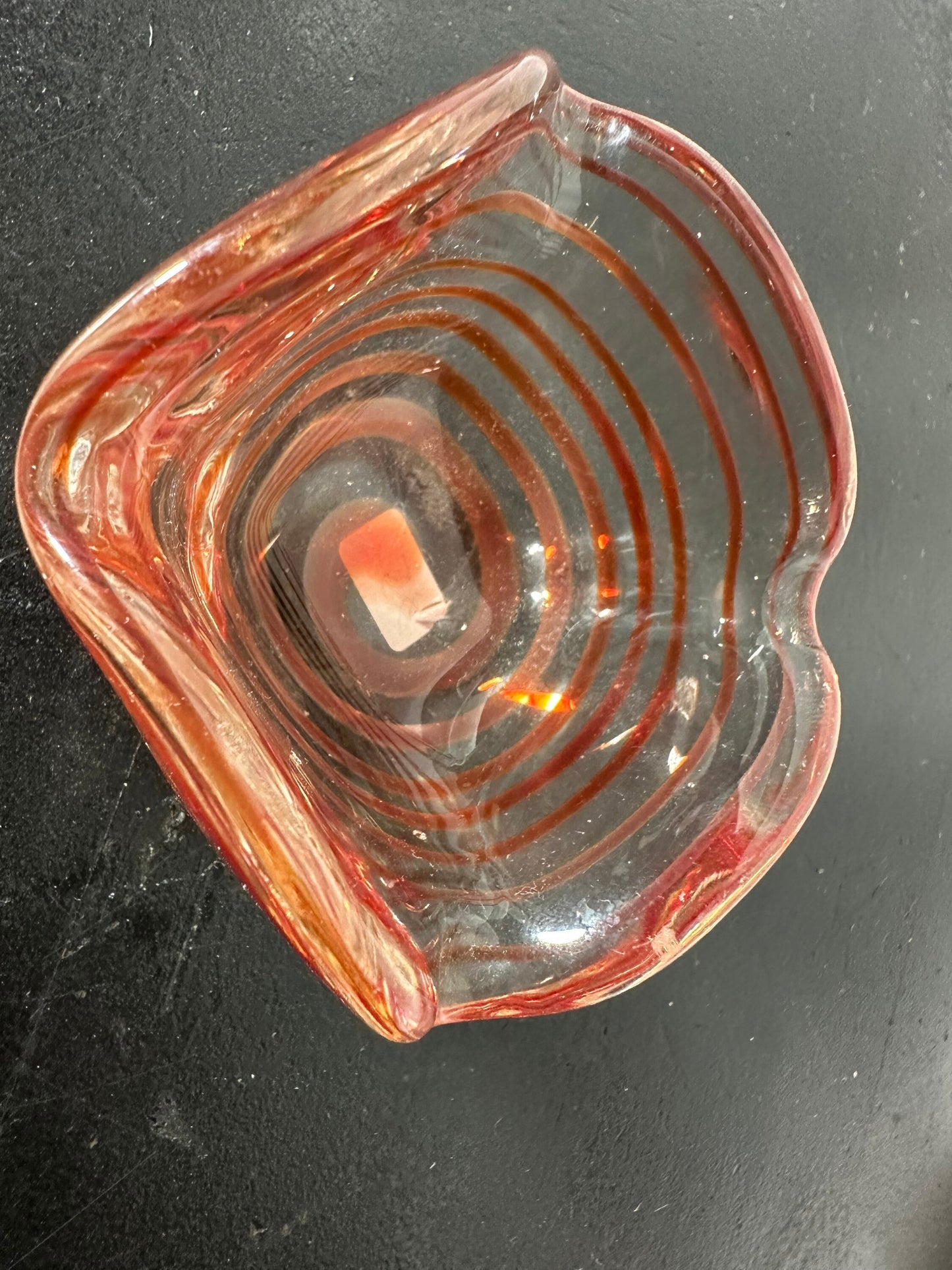 Vintage Red Spiral Mini Glass Bowl | Home Decor