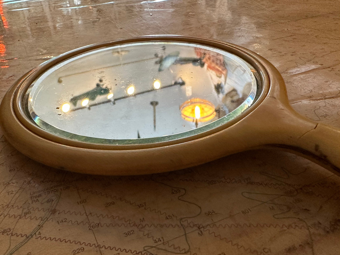 Vintage Yellow Bakelite Hand mirror | Home and Beauty Accessories