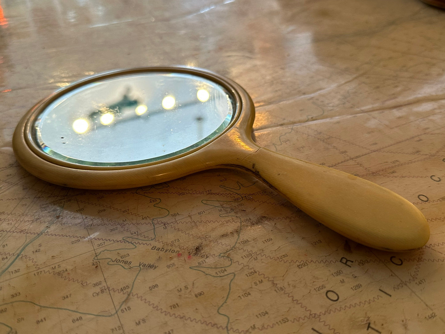 Vintage Yellow Bakelite Hand mirror | Home and Beauty Accessories