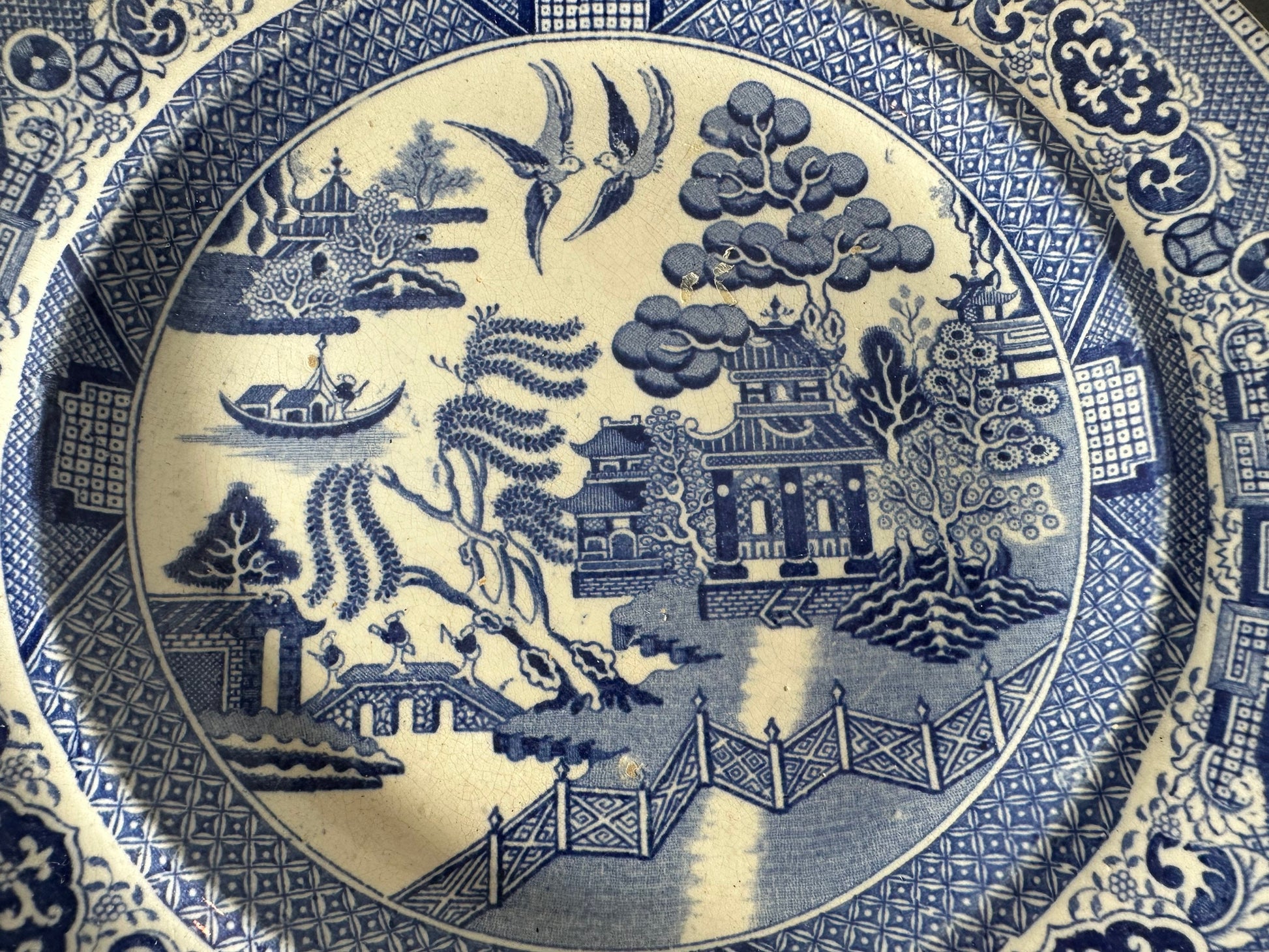 Vintage Blue Willow Round Plate w/ Warrented Mark | Home and Living