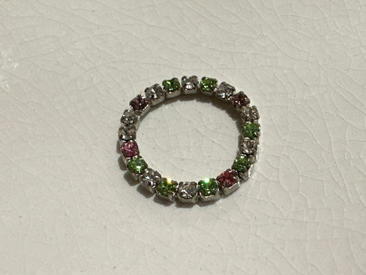 Vintage Stretch Ring with Multi-color Gems | Stacking Ring | Jewlery