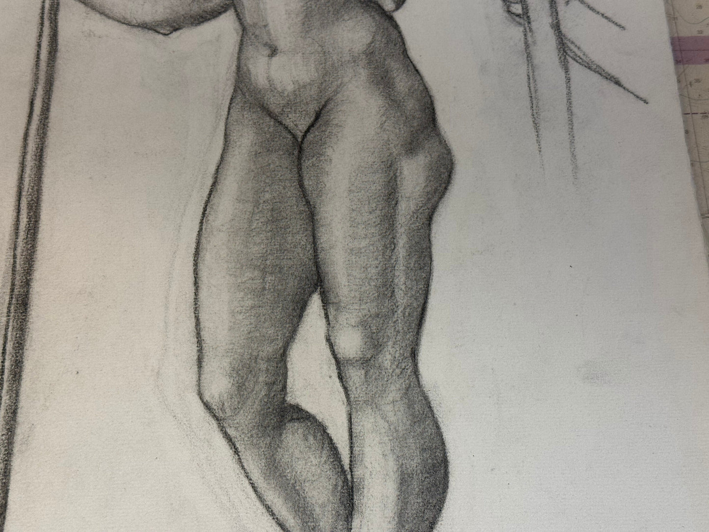 Art Deco Female Nude Sketch by Unidentified Artist