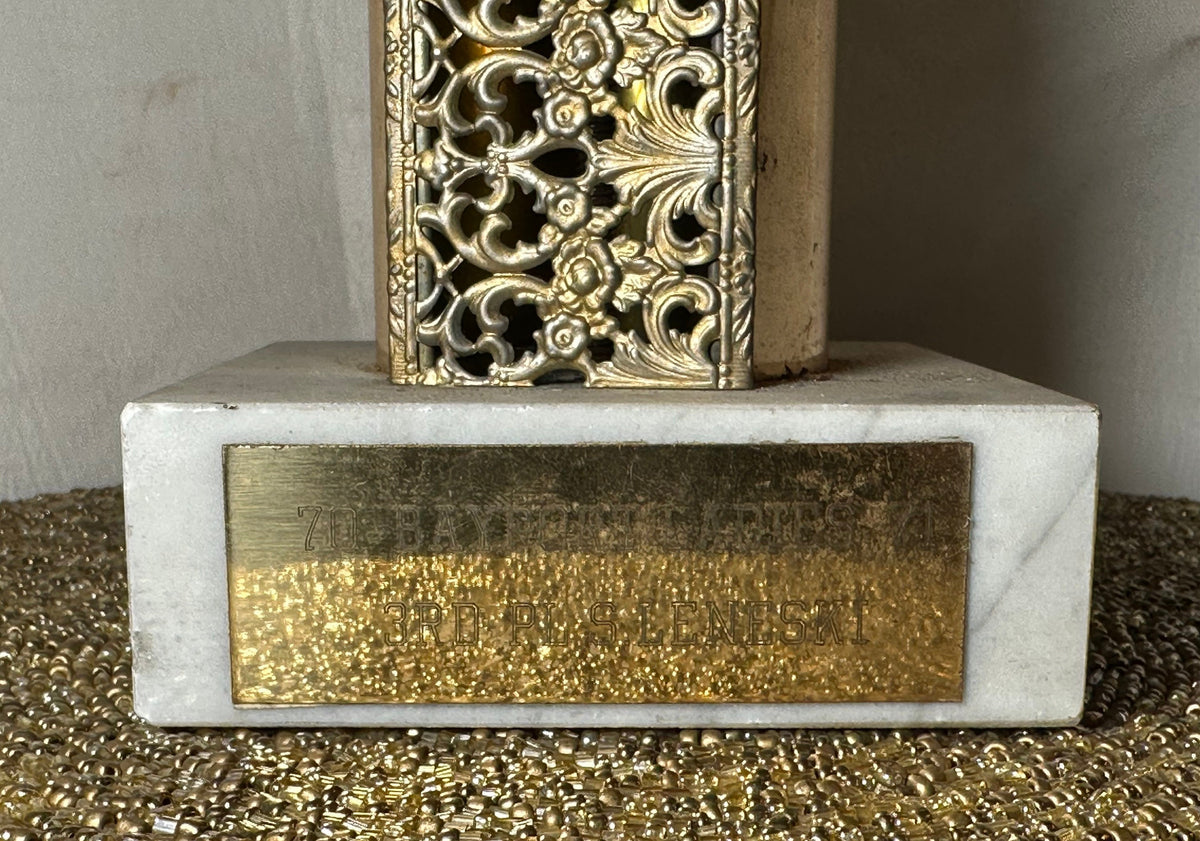 Vintage Bowling Trophy with Marble Base | Home Decor
