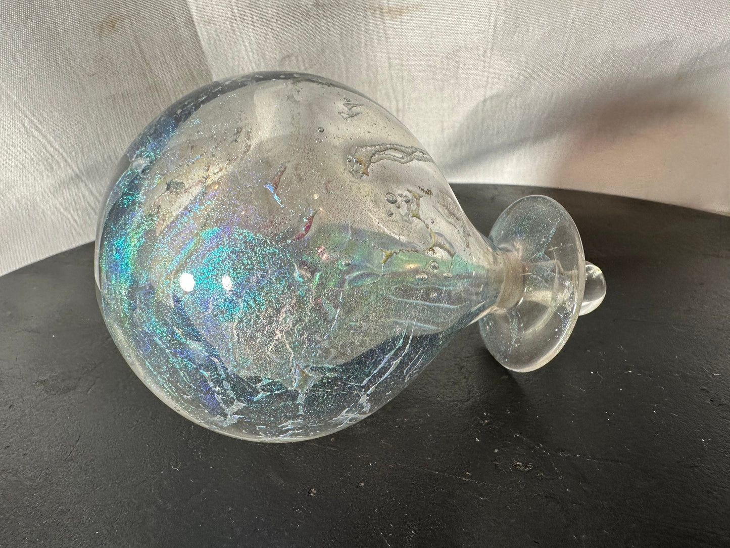 Vintage Clear Iridescent Glass Perfume Bottle | Vanity Storage