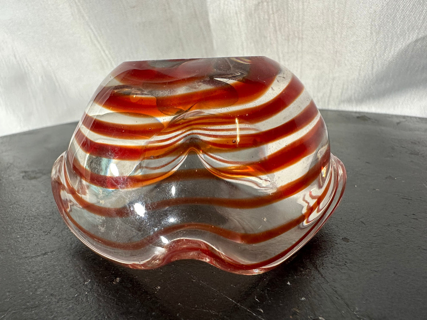 Vintage Red Spiral Mini Glass Bowl | Home Decor