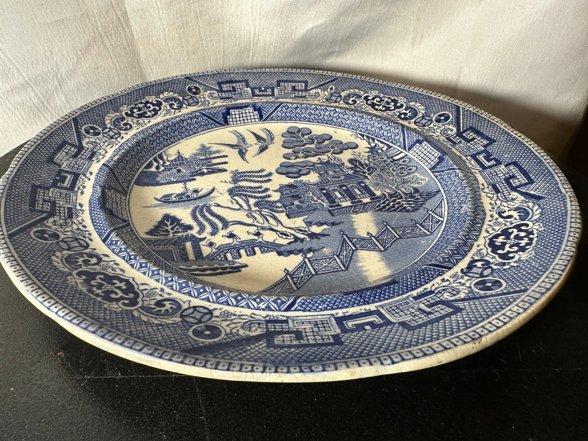 Vintage Blue Willow Round Plate w/ Warrented Mark | Home and Living