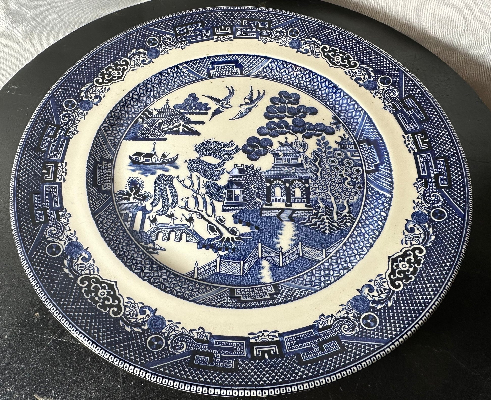 Vintage Blue Willow Round Plate w/ Warrented Mark | Average Size | Home and Living