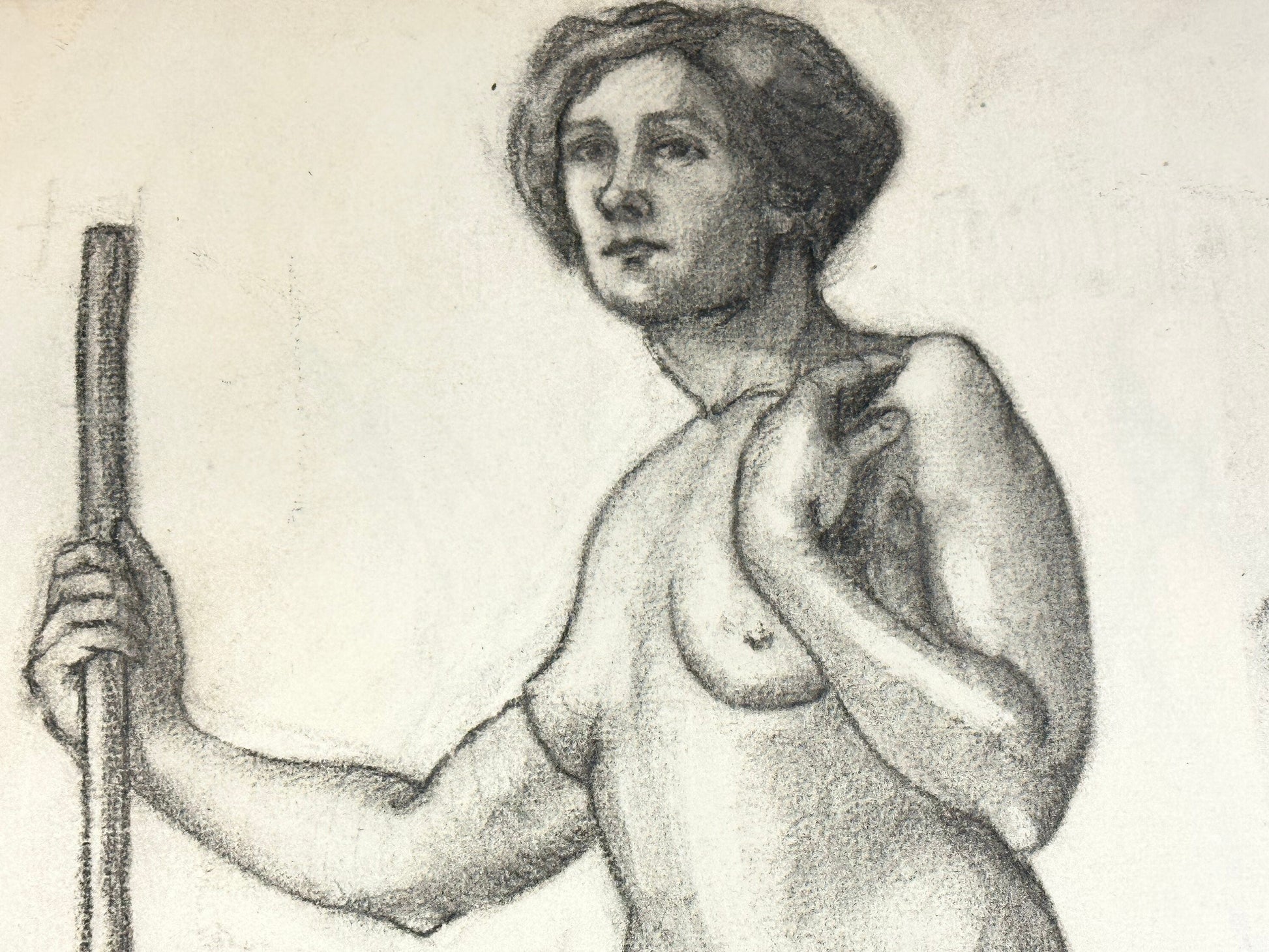 Art Deco Female Nude Sketch by Unidentified Artist