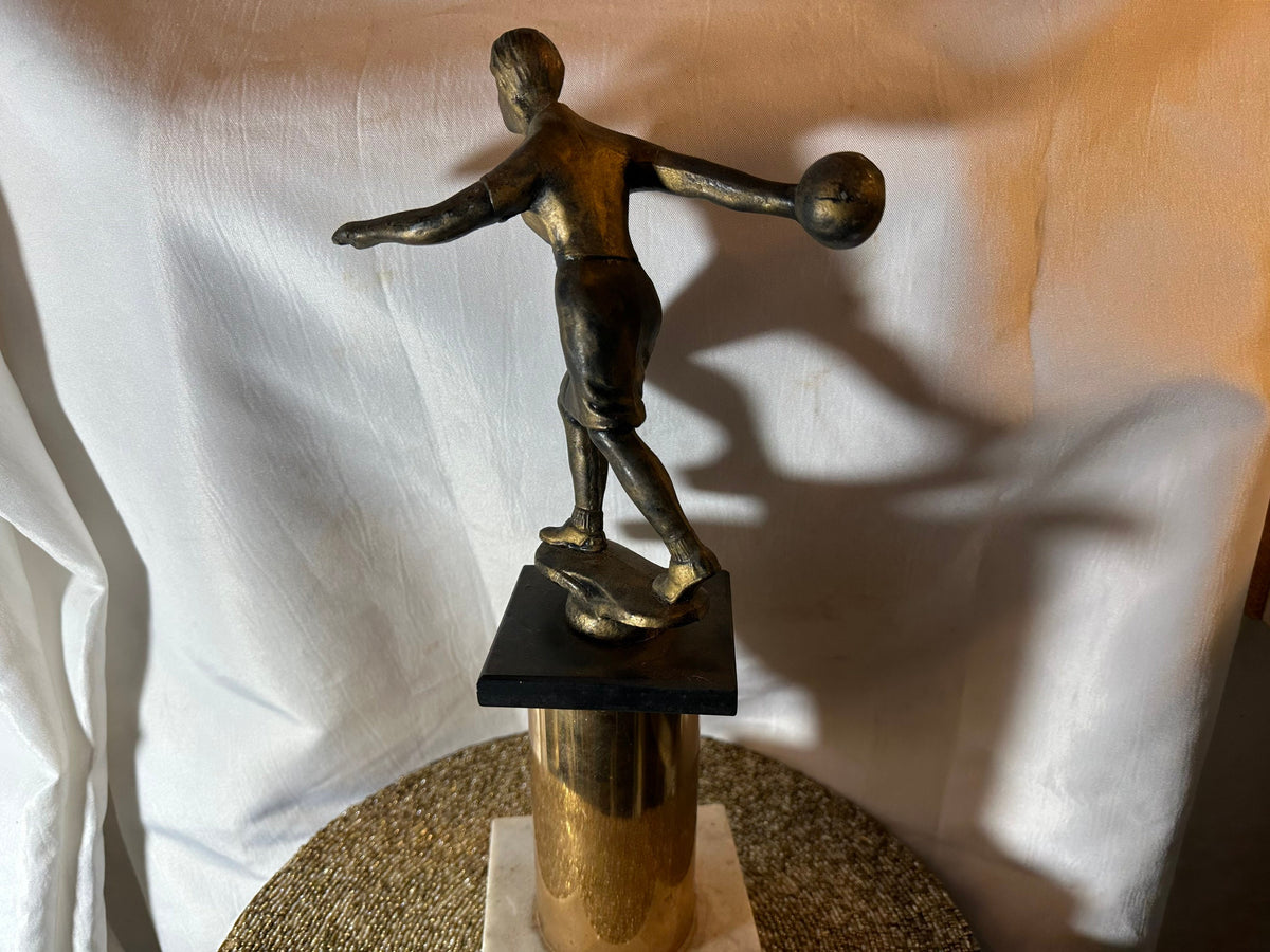 Vintage Bowling Trophy with Marble Base | Home Decor