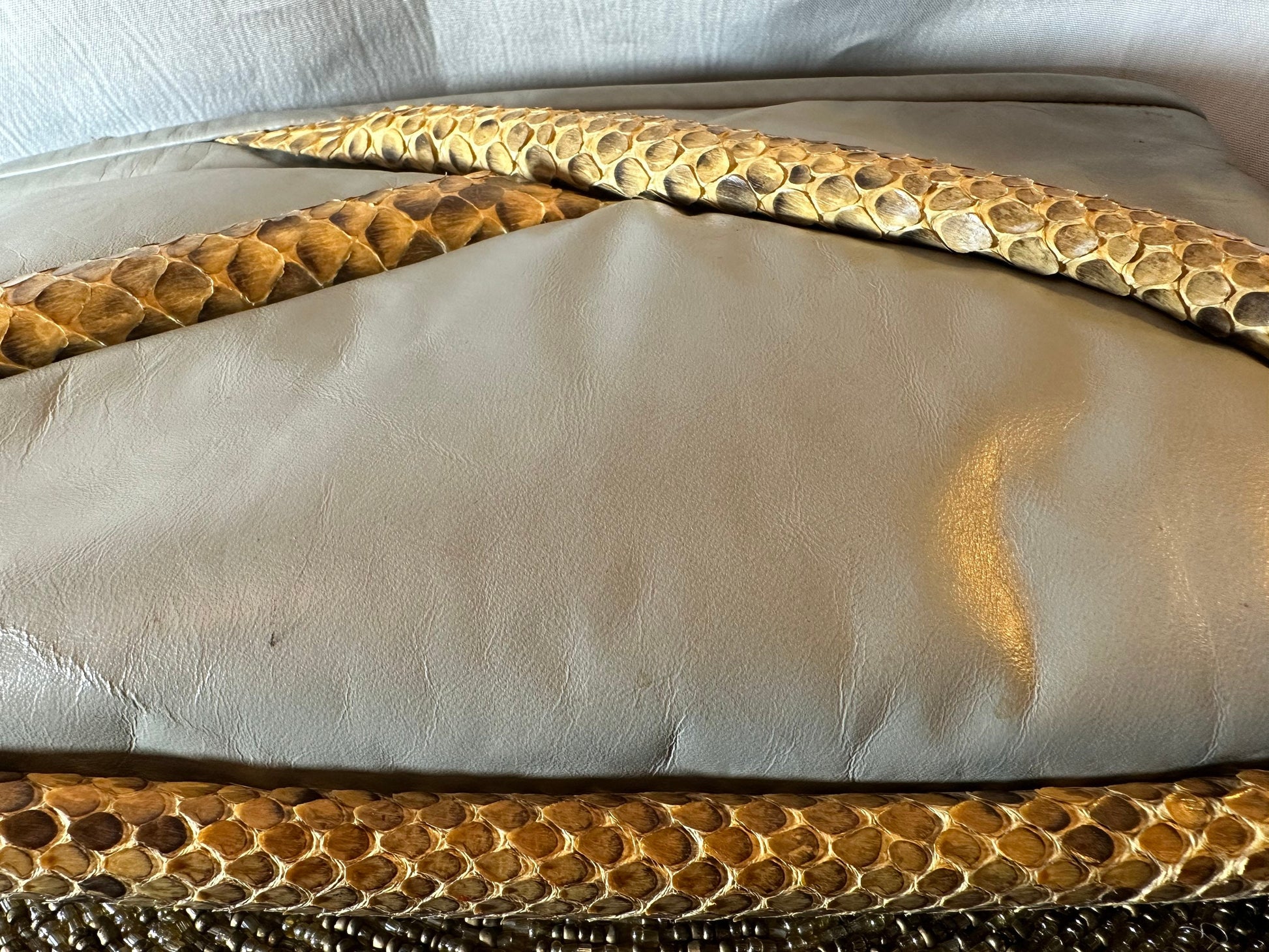 Vintage Gray Leather Snakeskin Clutch, Small Formal Purse, Retro Evening Bag, Minimalist Chic Gift