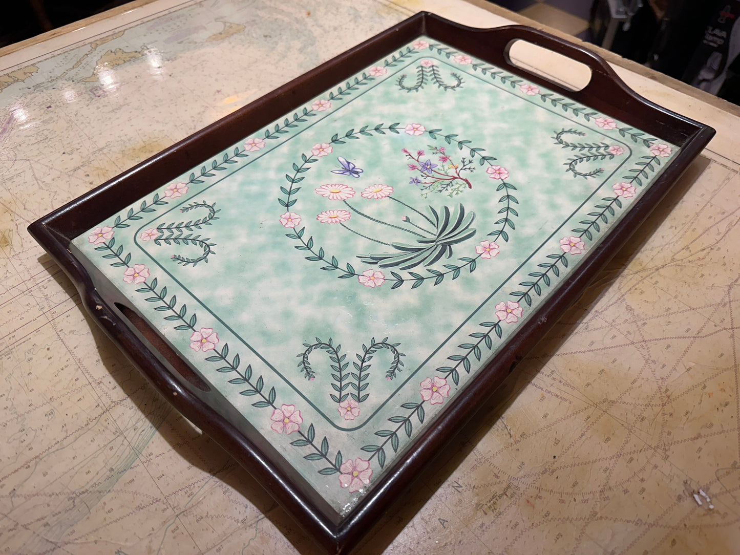 Vintage Wooden Floral Serving Tray | Home & Living