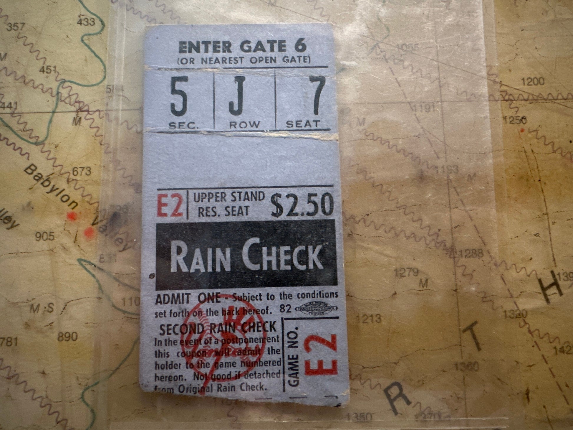 Vintage 1950s Yankees Rain Check Ticket | Memorabilia