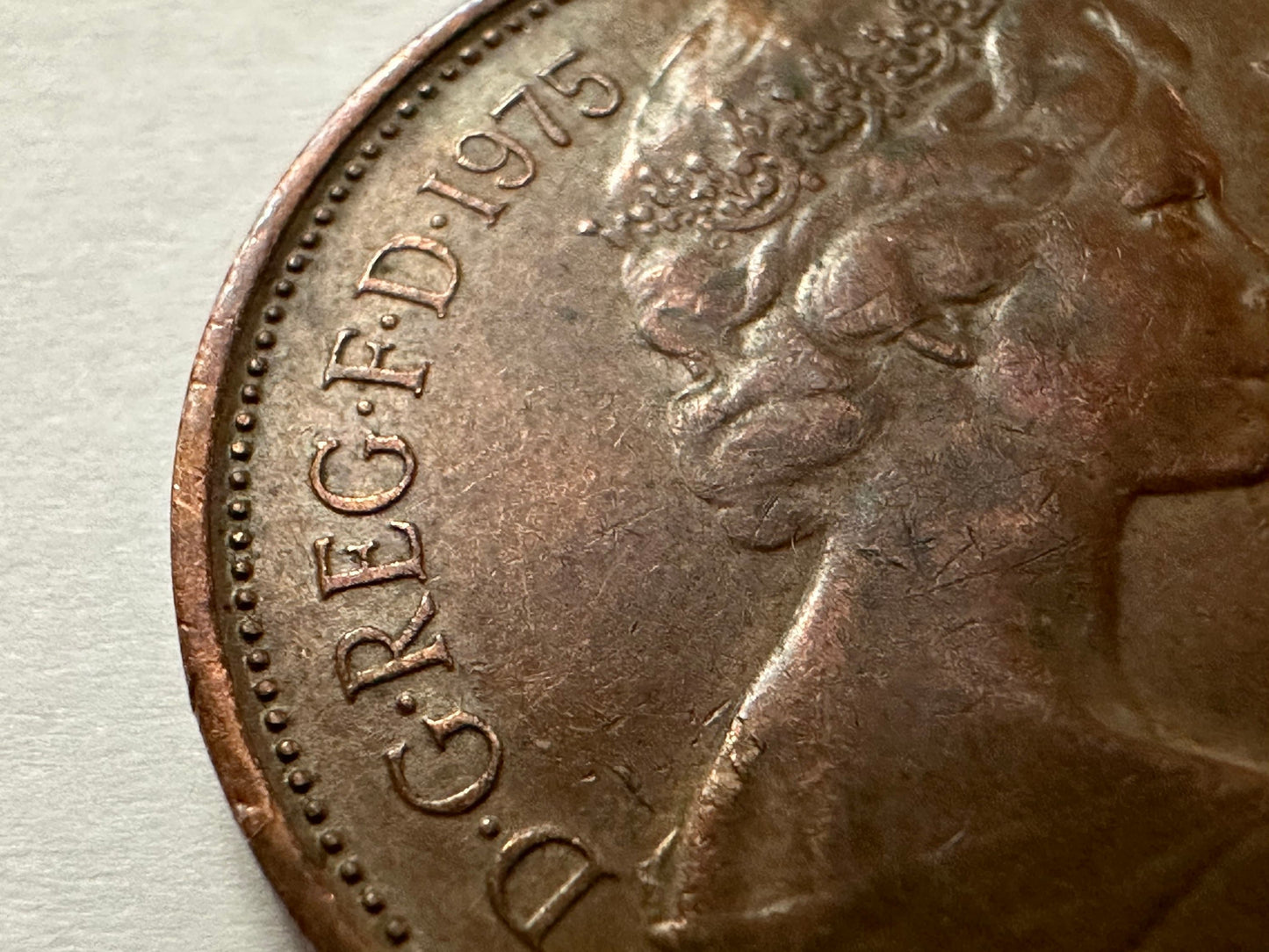 RARE 2 Pence British Coin - 1975 Queen Elizabeth II D G REG F D | Memorabilia