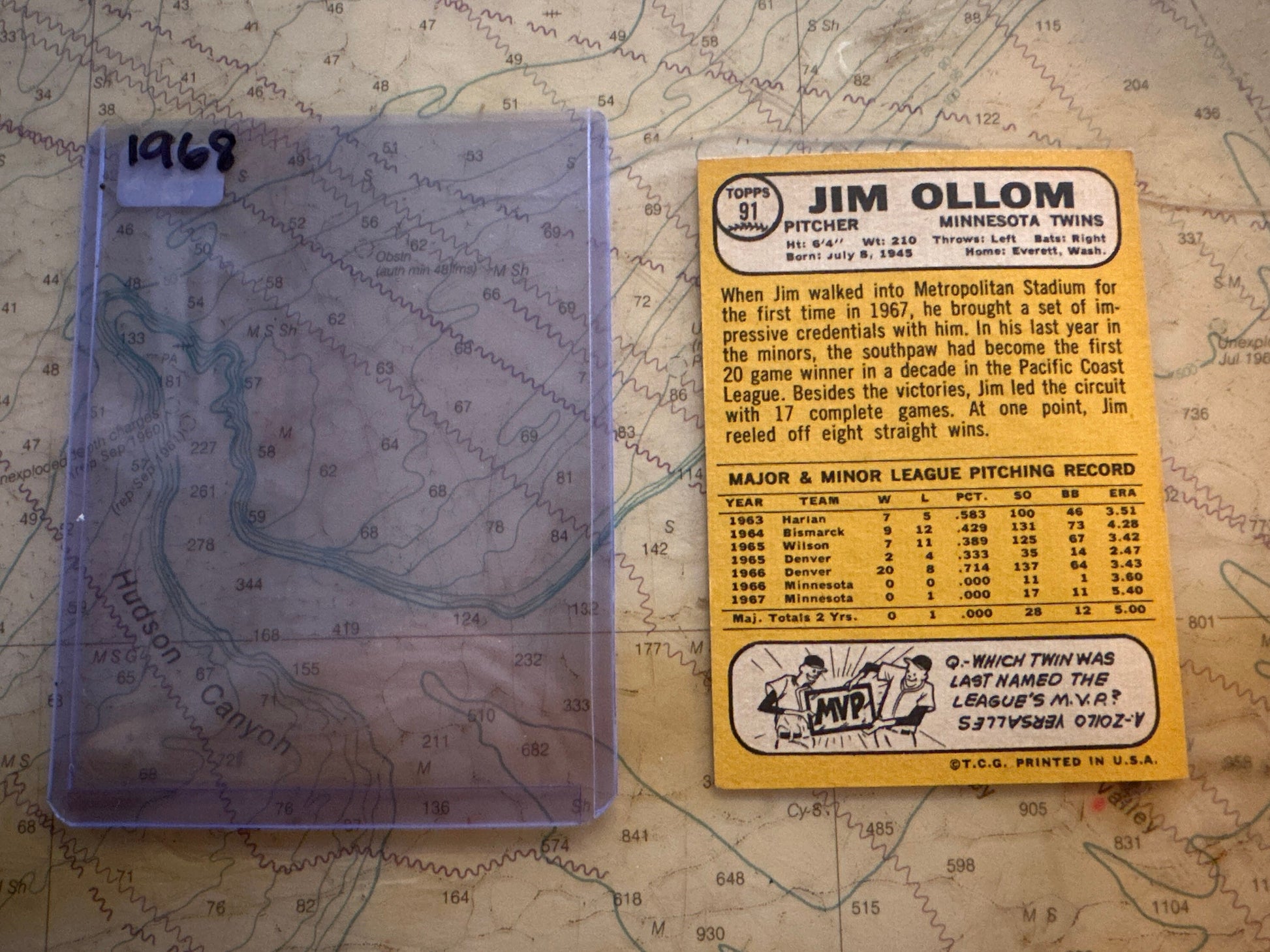 Jim Ollom - Minnesota Twins Pitcher - Collectible Baseball Card | Memorabilia