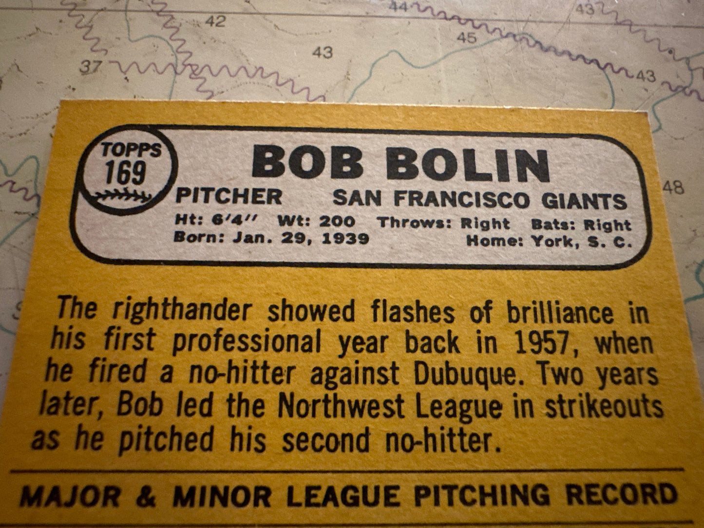 Bob Bolin - San Francisco Giants Pitcher - Baseball Card | Memorabilia