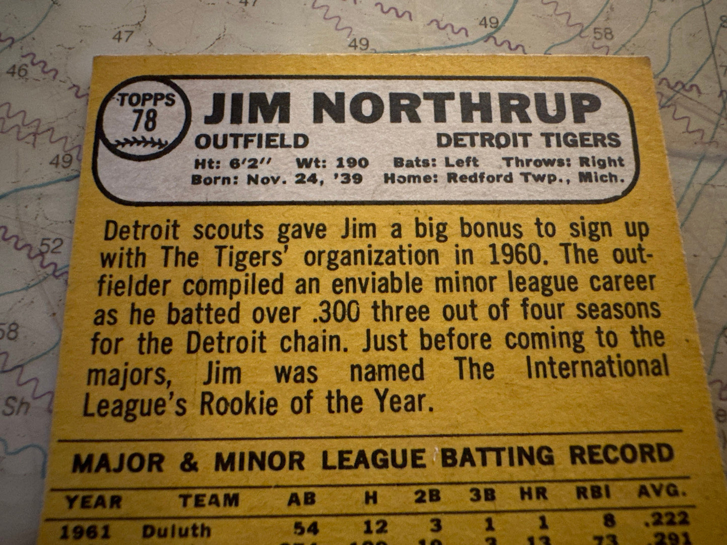 Jim Northrup - Detroit Tigers Outfield - Collectible Baseball Card | Memorabilia