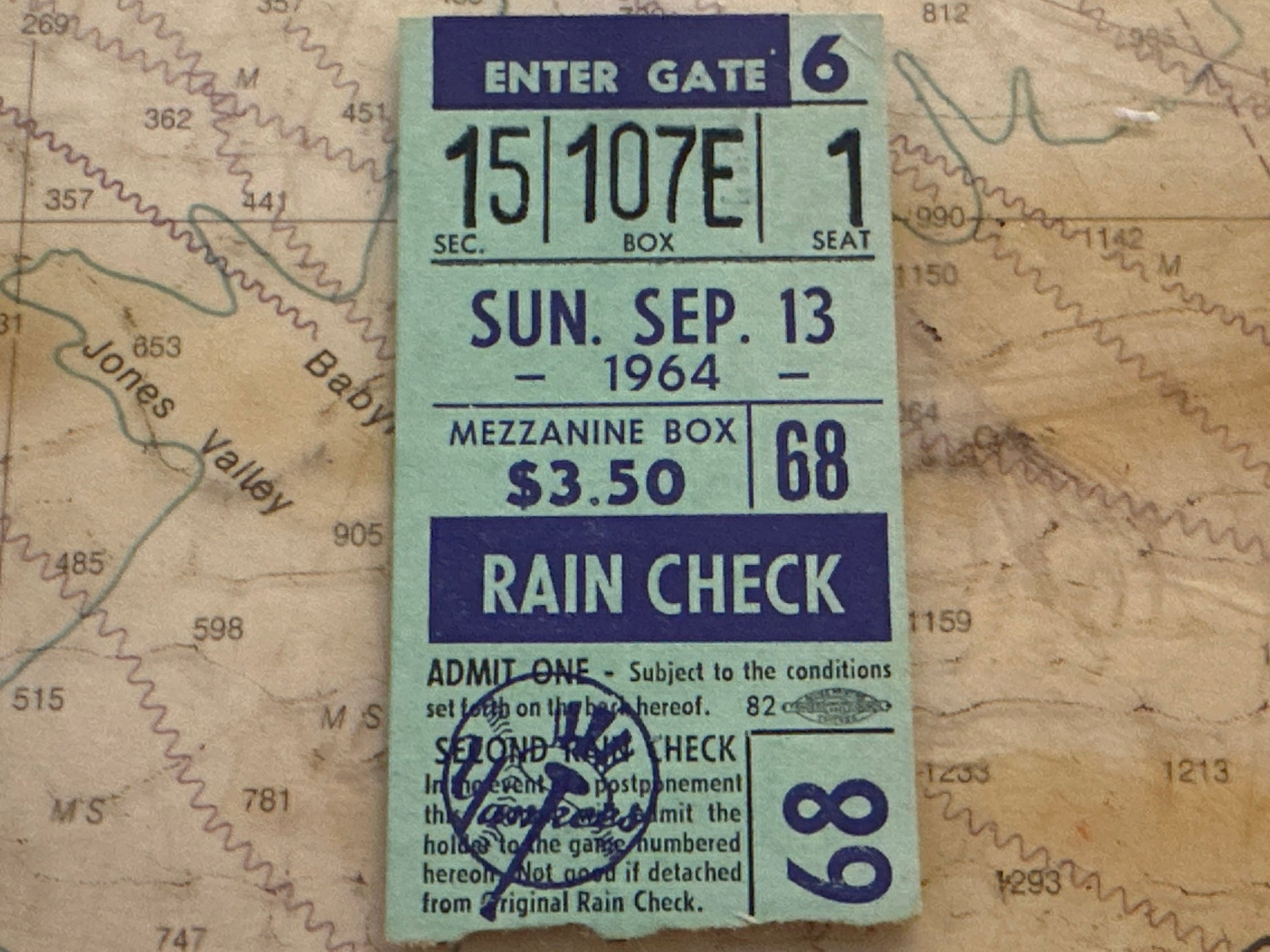 Vintage 1964 Yankee Stadium Ticket | Memorabilia
