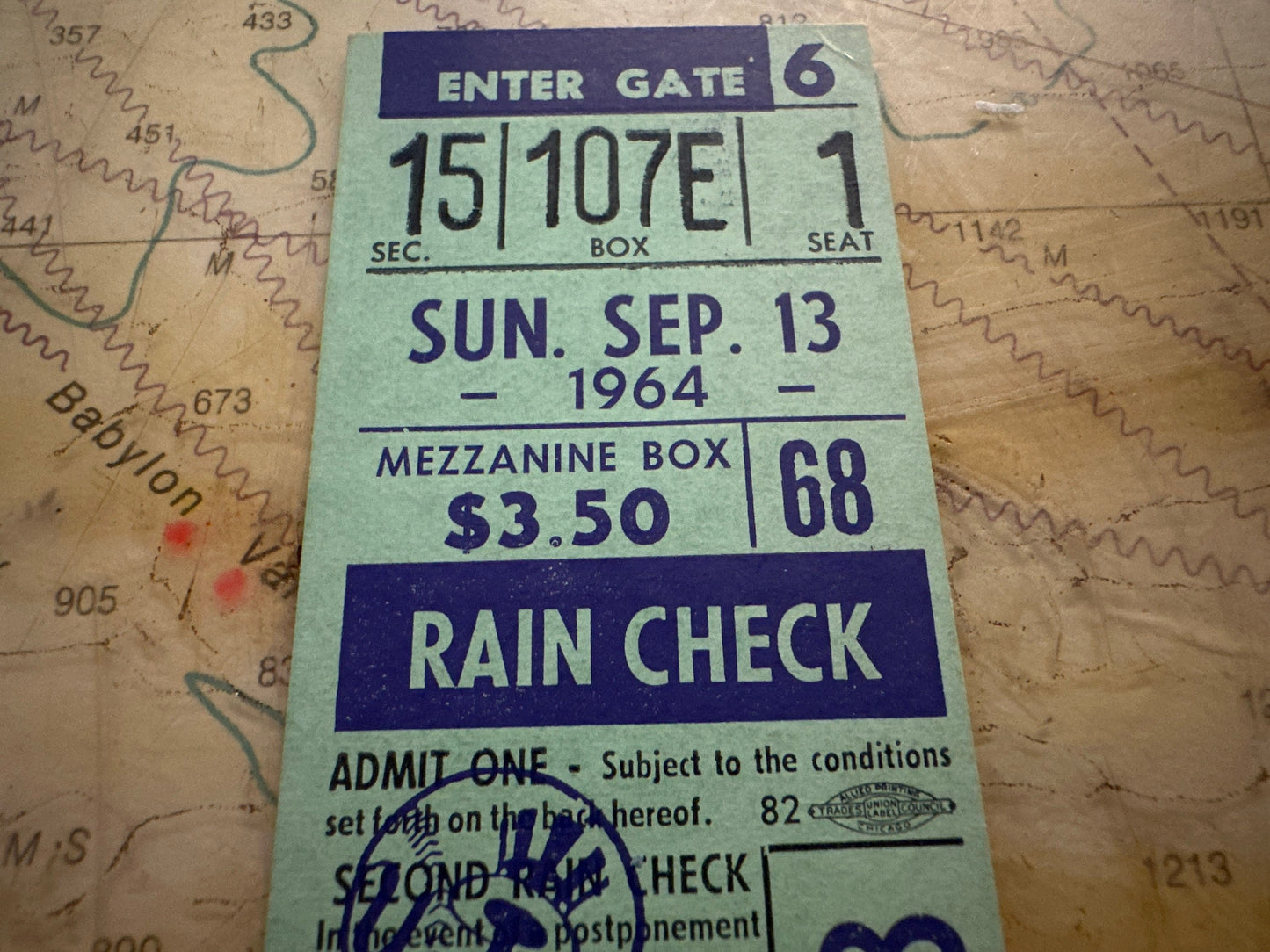 Vintage 1964 Yankee Stadium Ticket | Memorabilia