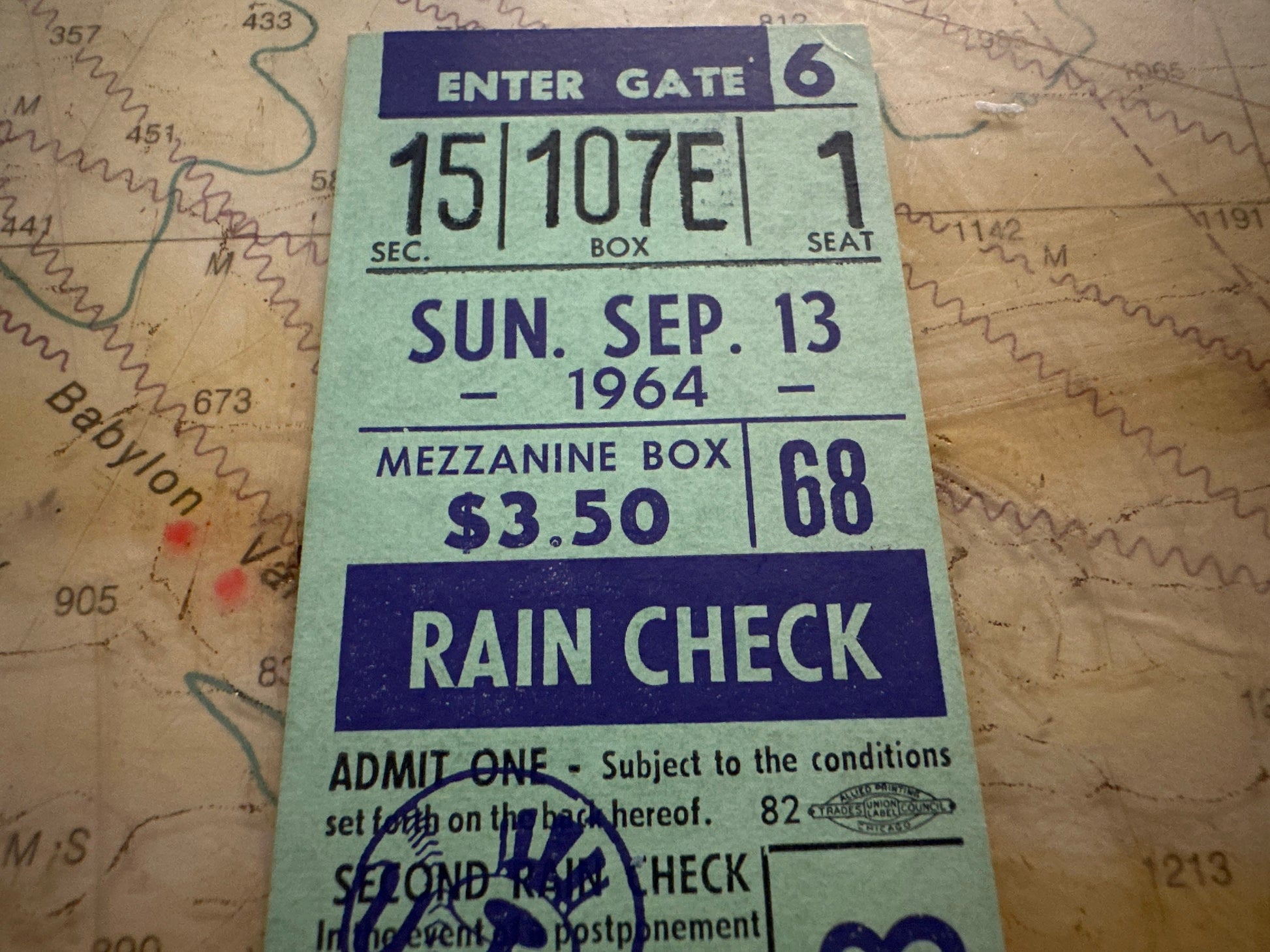 Vintage 1964 Yankee Stadium Ticket | Memorabilia