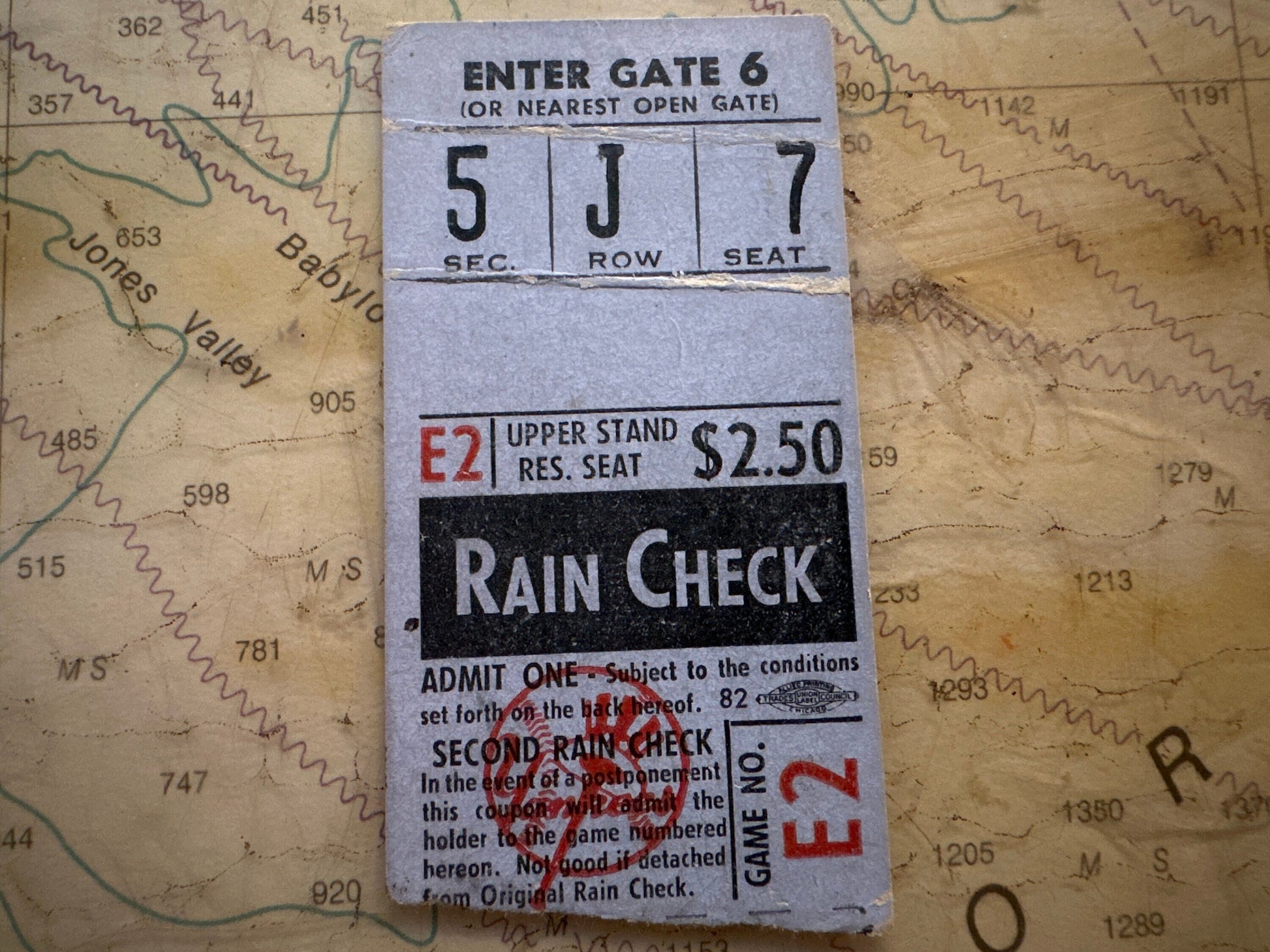 Vintage 1950s Yankees Rain Check Ticket | Memorabilia