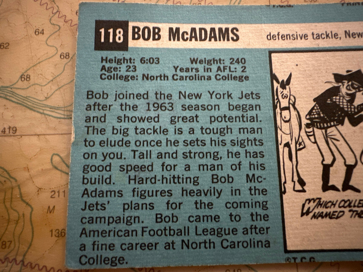 Bob McAdams - Collectible Football Card | New York Jets | Memorabilia
