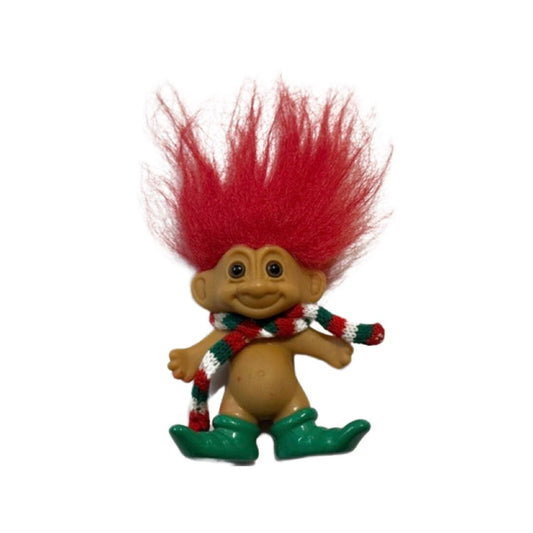 Vintage Holiday Troll Doll, Collectible Christmas Decor, Retro Toy, Festive Figurine, Gift for Troll Collector