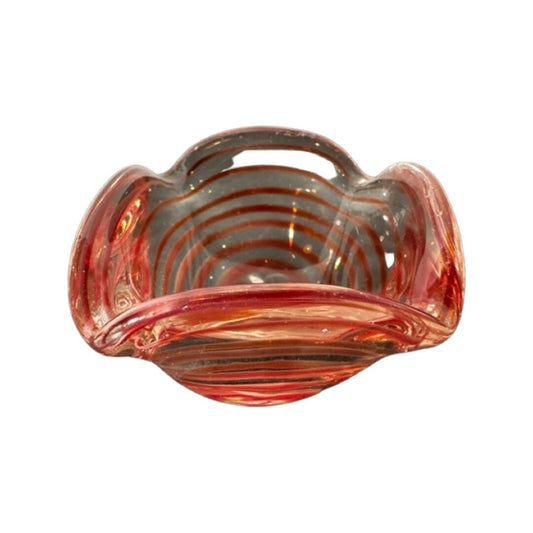 Vintage Red Spiral Mini Glass Bowl | Home Decor