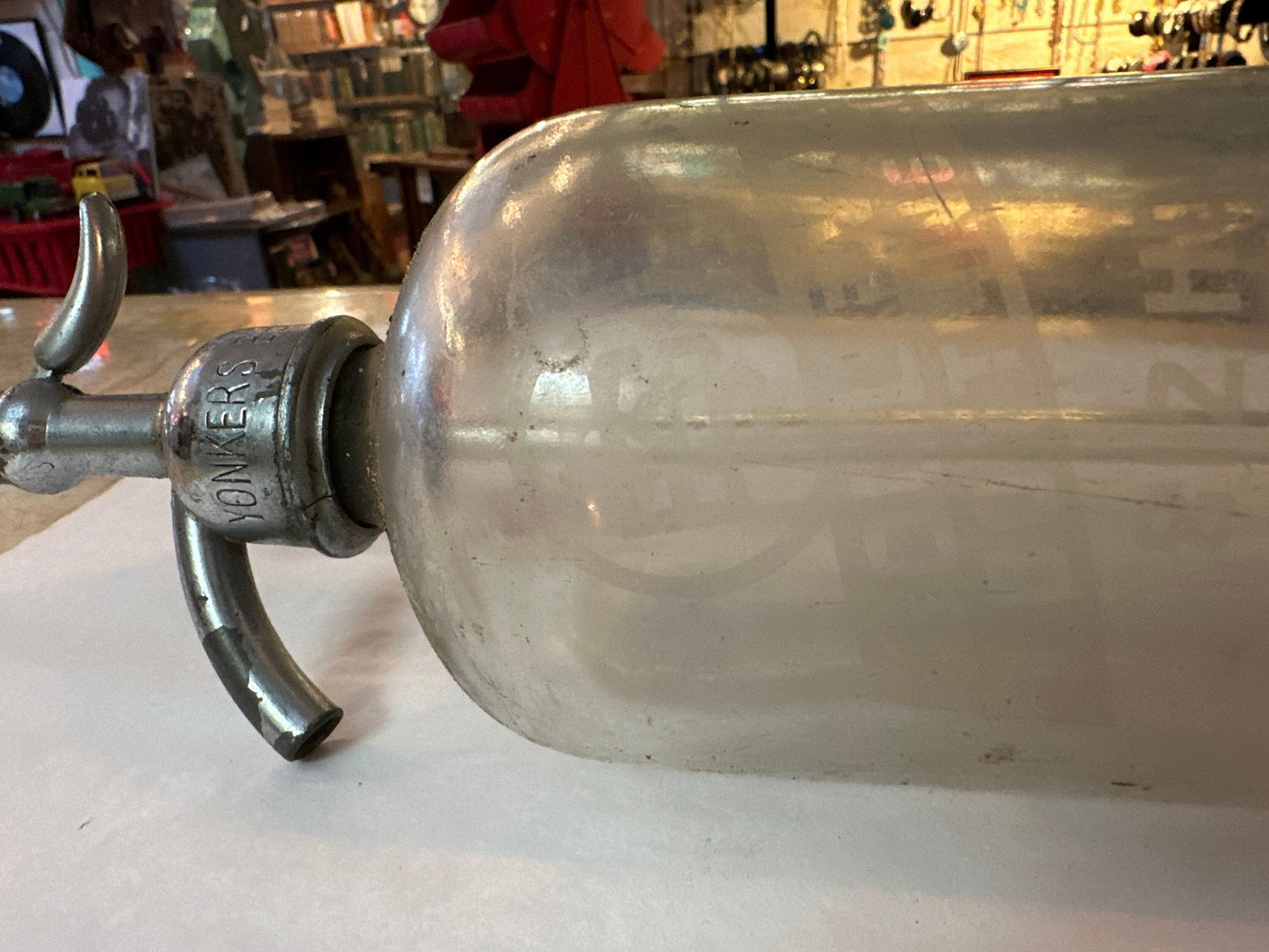 Vintage Glass Yonkers Beoulevard Bottling Co Seltzer Bottle | Home & Living