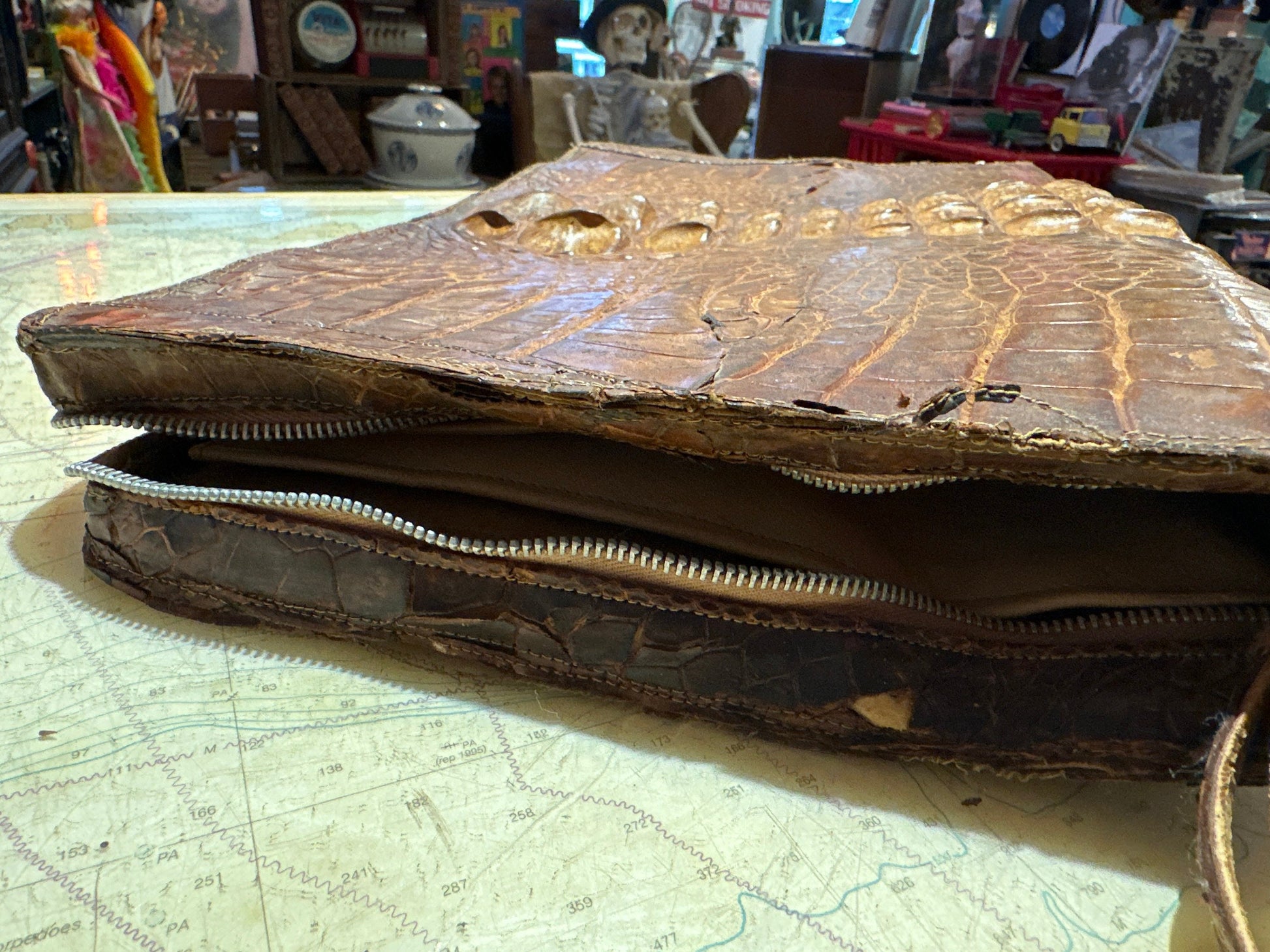 Vintage Genuine Crocodile Brown Leather Case | Accessories