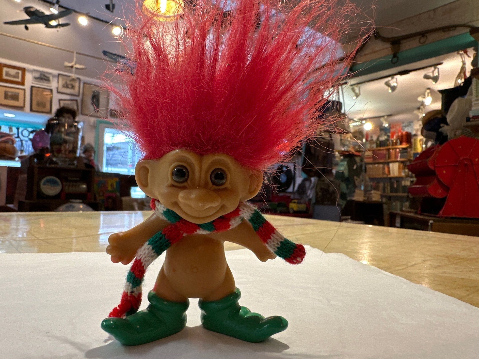 Vintage Holiday Troll Doll, Collectible Christmas Decor, Retro Toy, Festive Figurine, Gift for Troll Collector