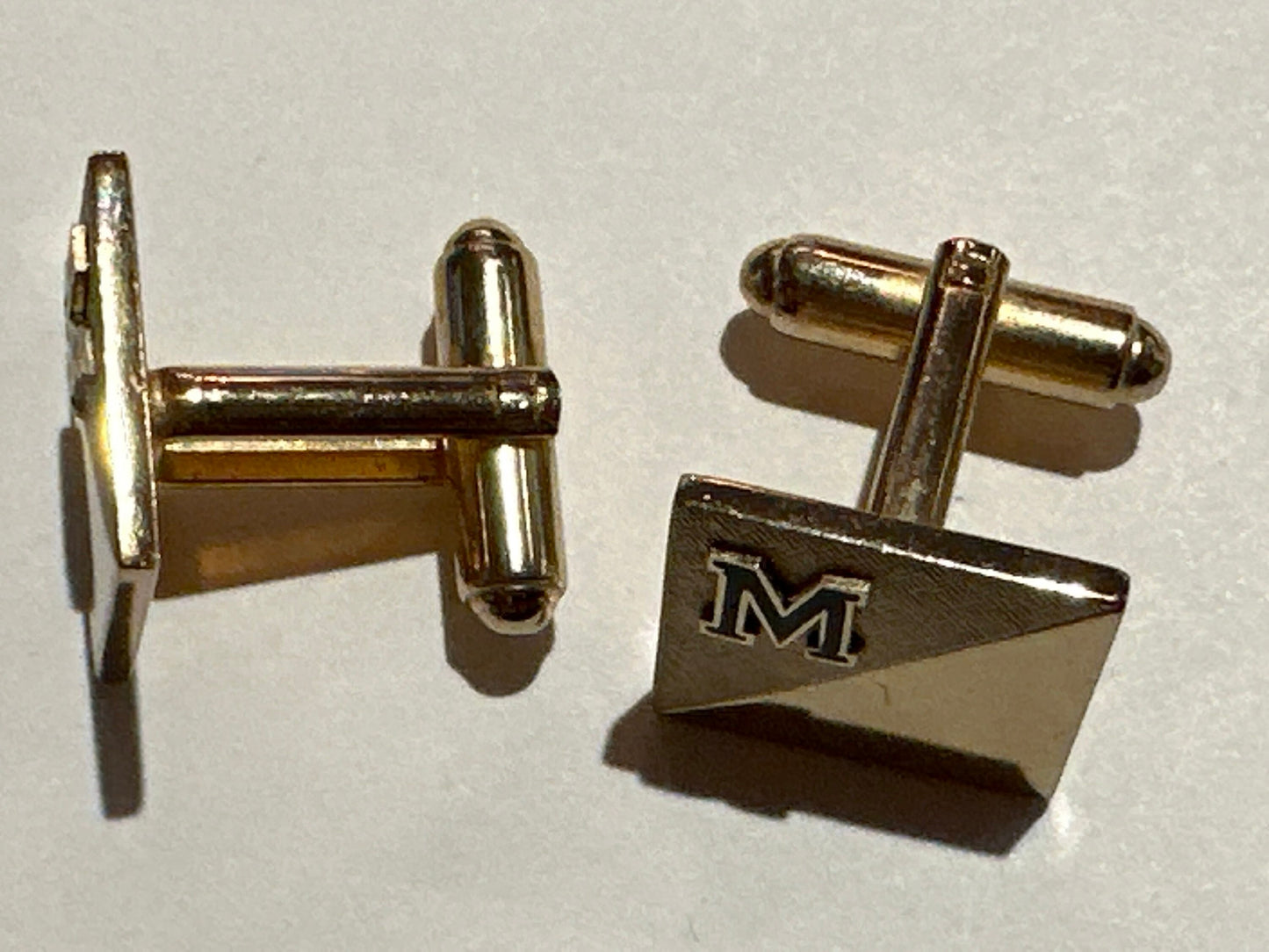 Vintage Goldtone Square Cuff Links | M Initial | Accessories