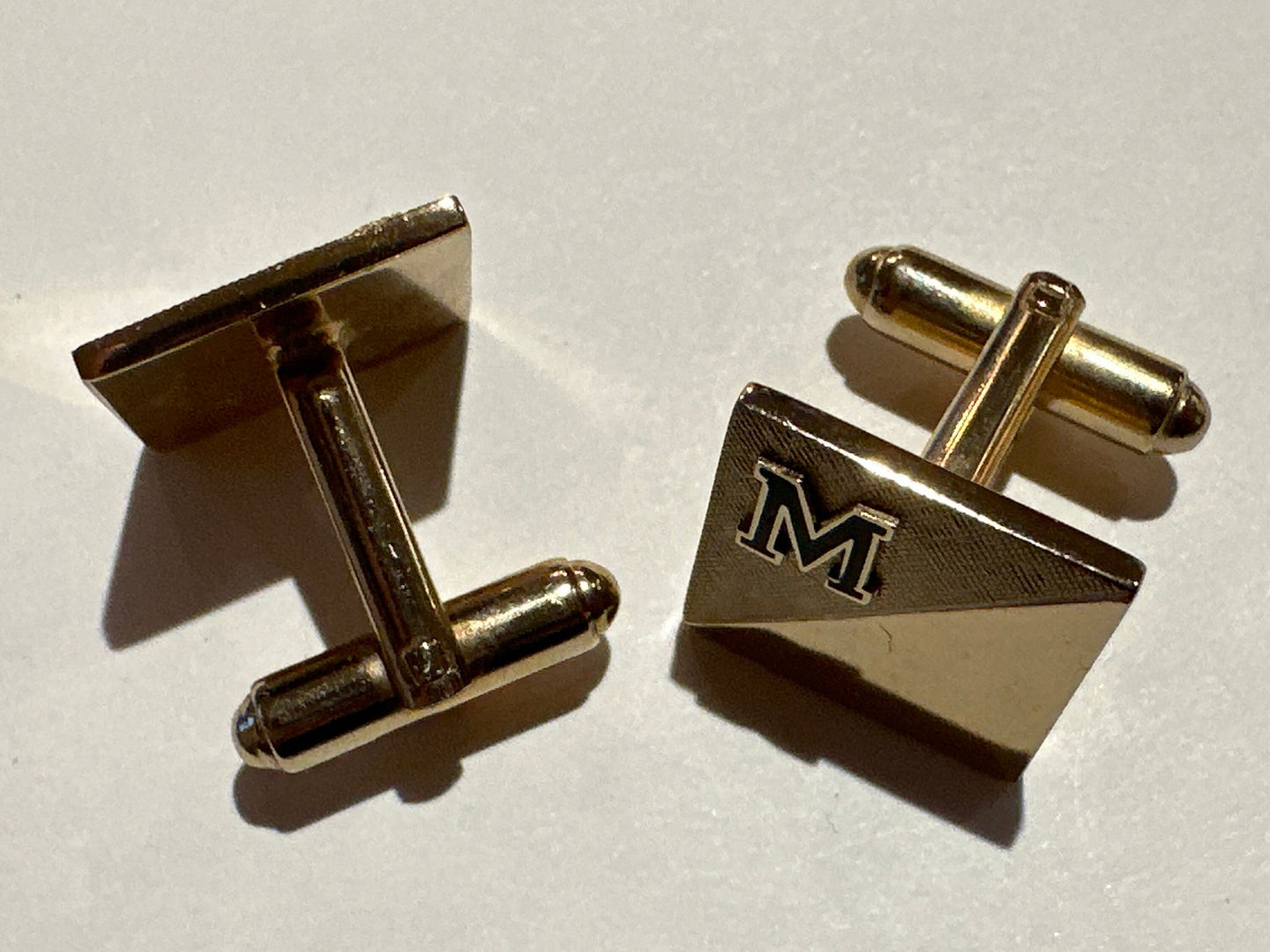 Vintage Goldtone Square Cuff Links | M Initial | Accessories