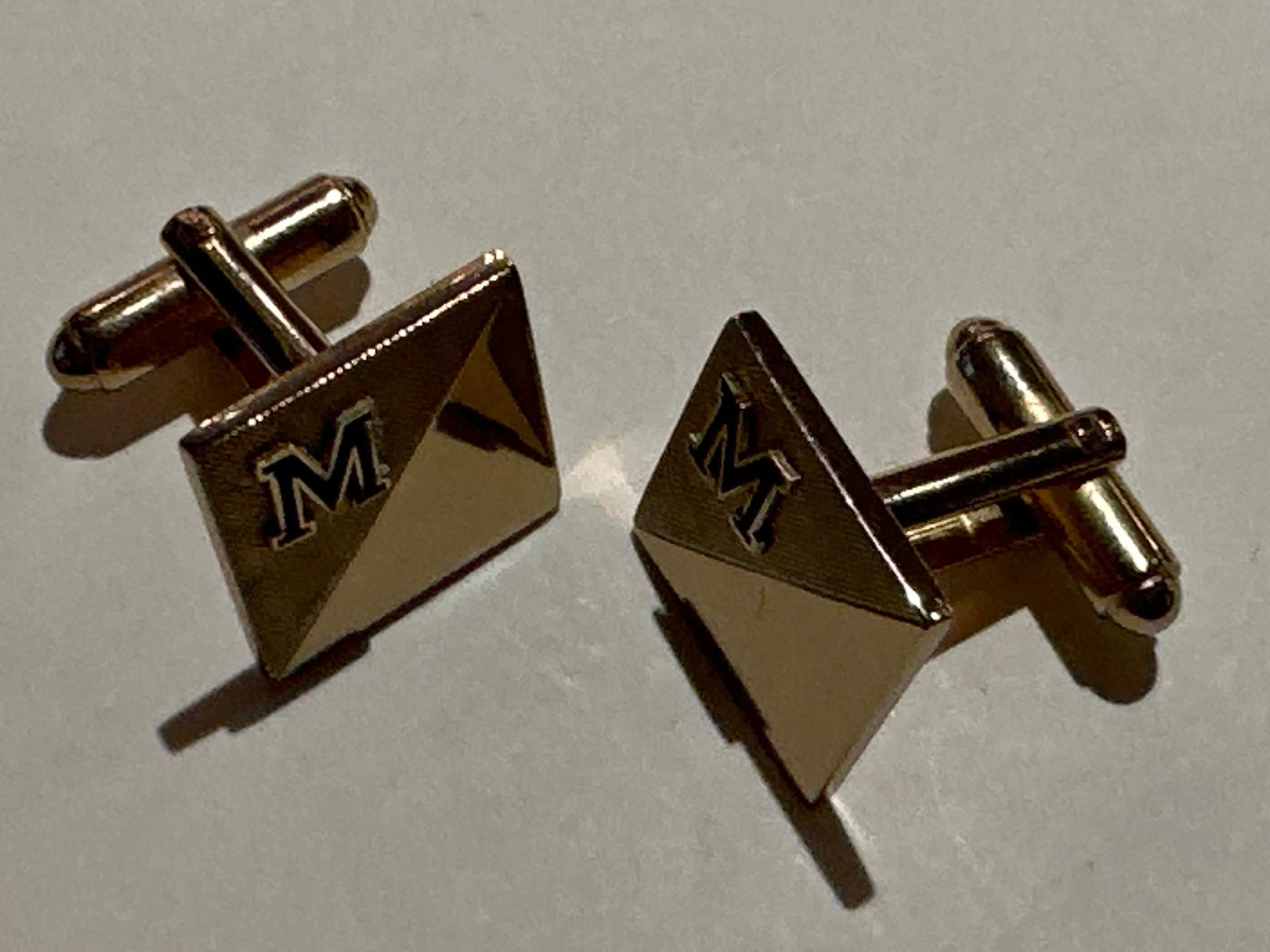 Vintage Goldtone Square Cuff Links | M Initial | Accessories