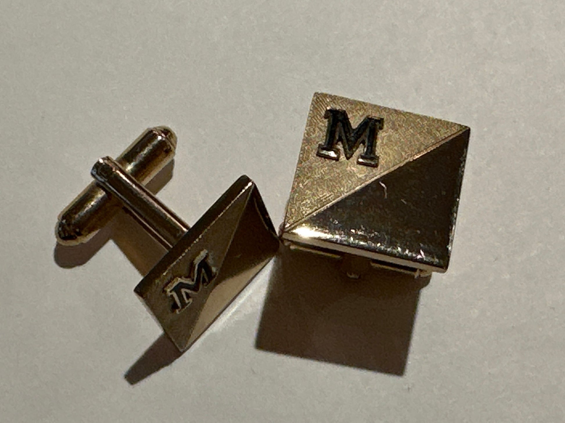 Vintage Goldtone Square Cuff Links | M Initial | Accessories