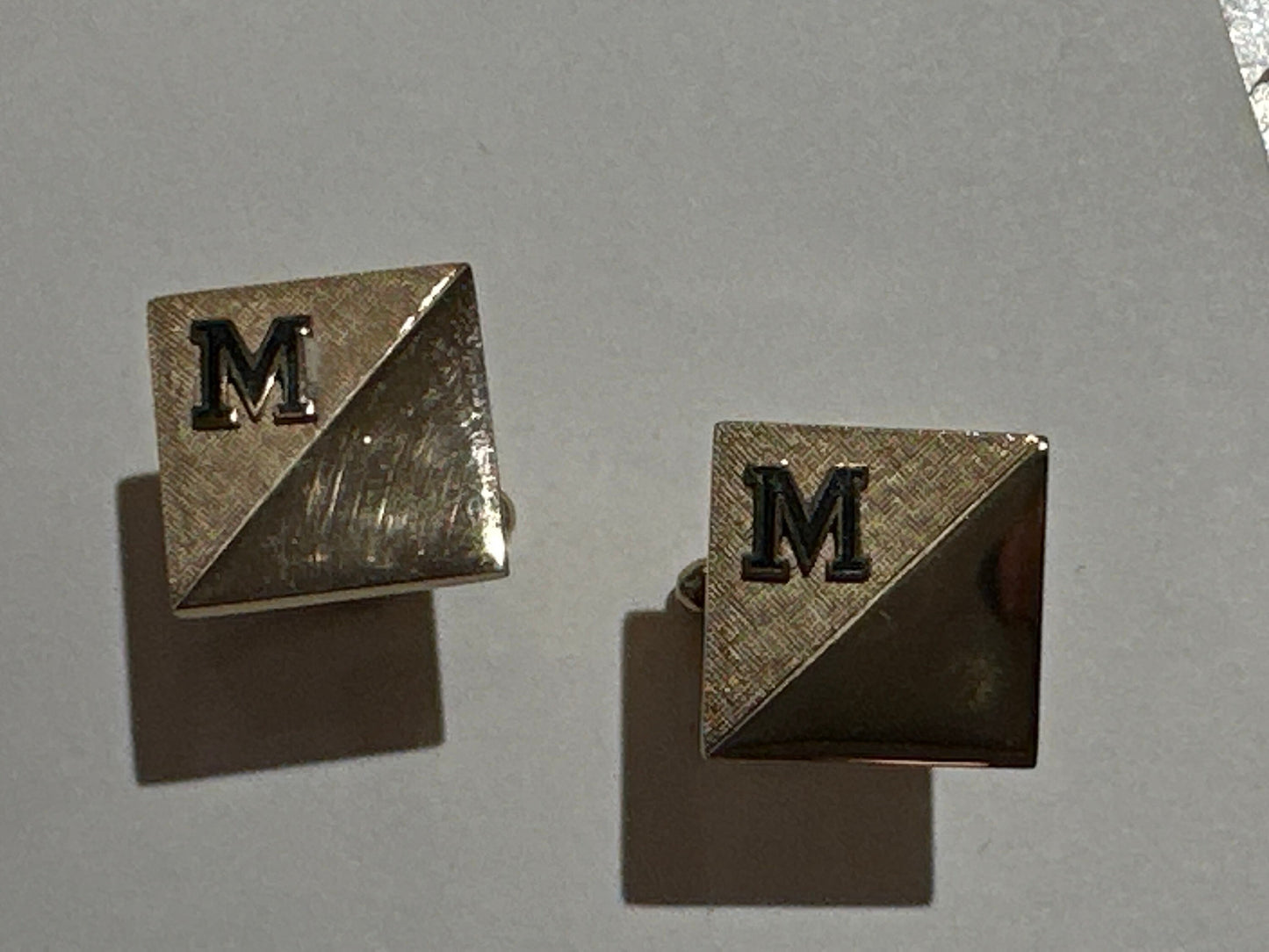 Vintage Goldtone Square Cuff Links | M Initial | Accessories