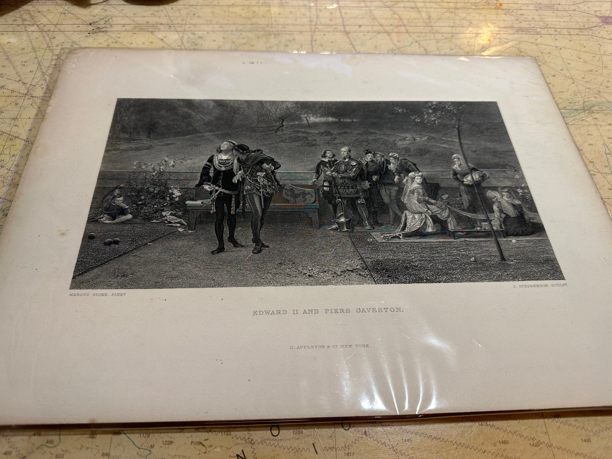 Lithograph of "Edward The Second and Piers Gaveston" Printed Artwork | Home Decor